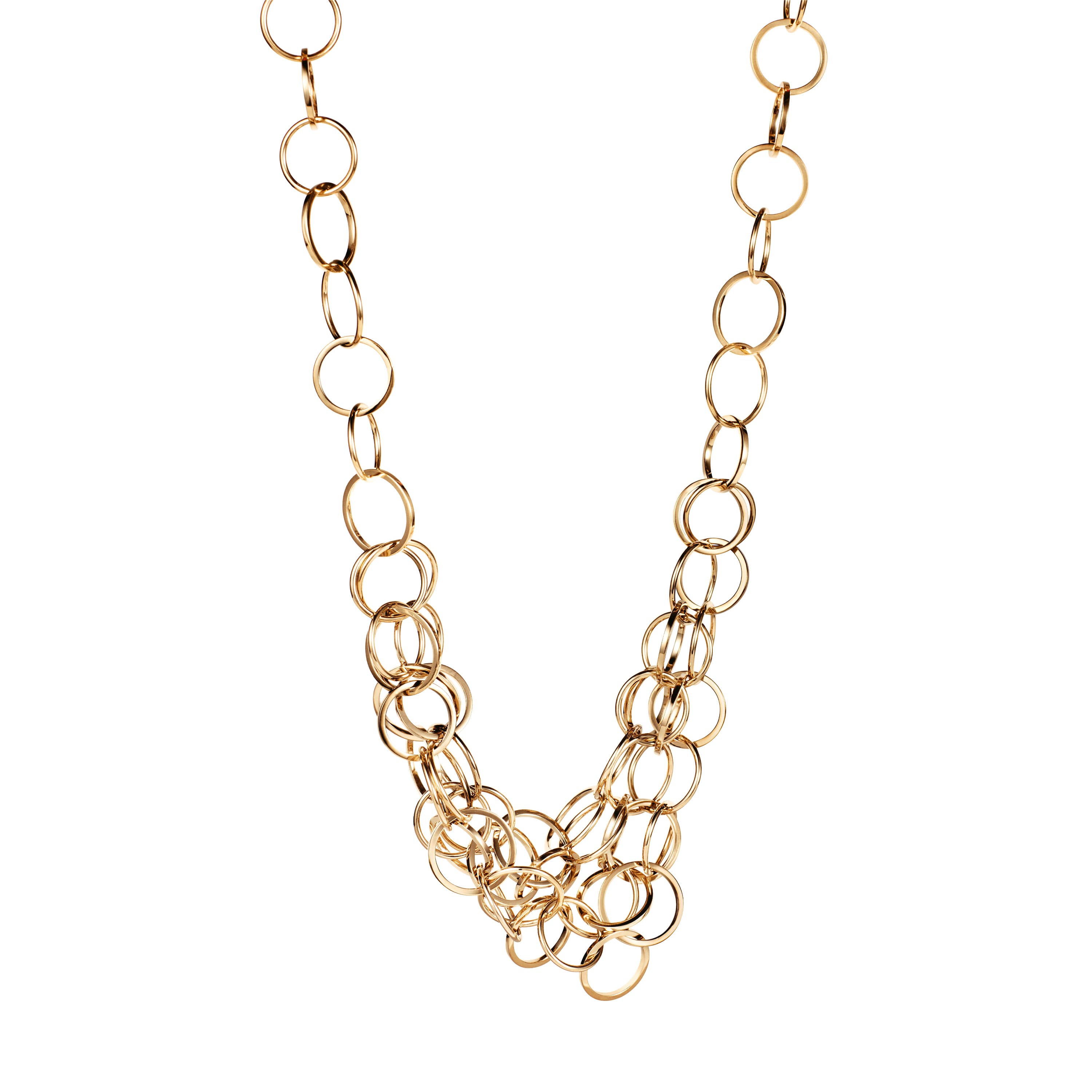Kjede, Messy Rings Collier forgylt sølv