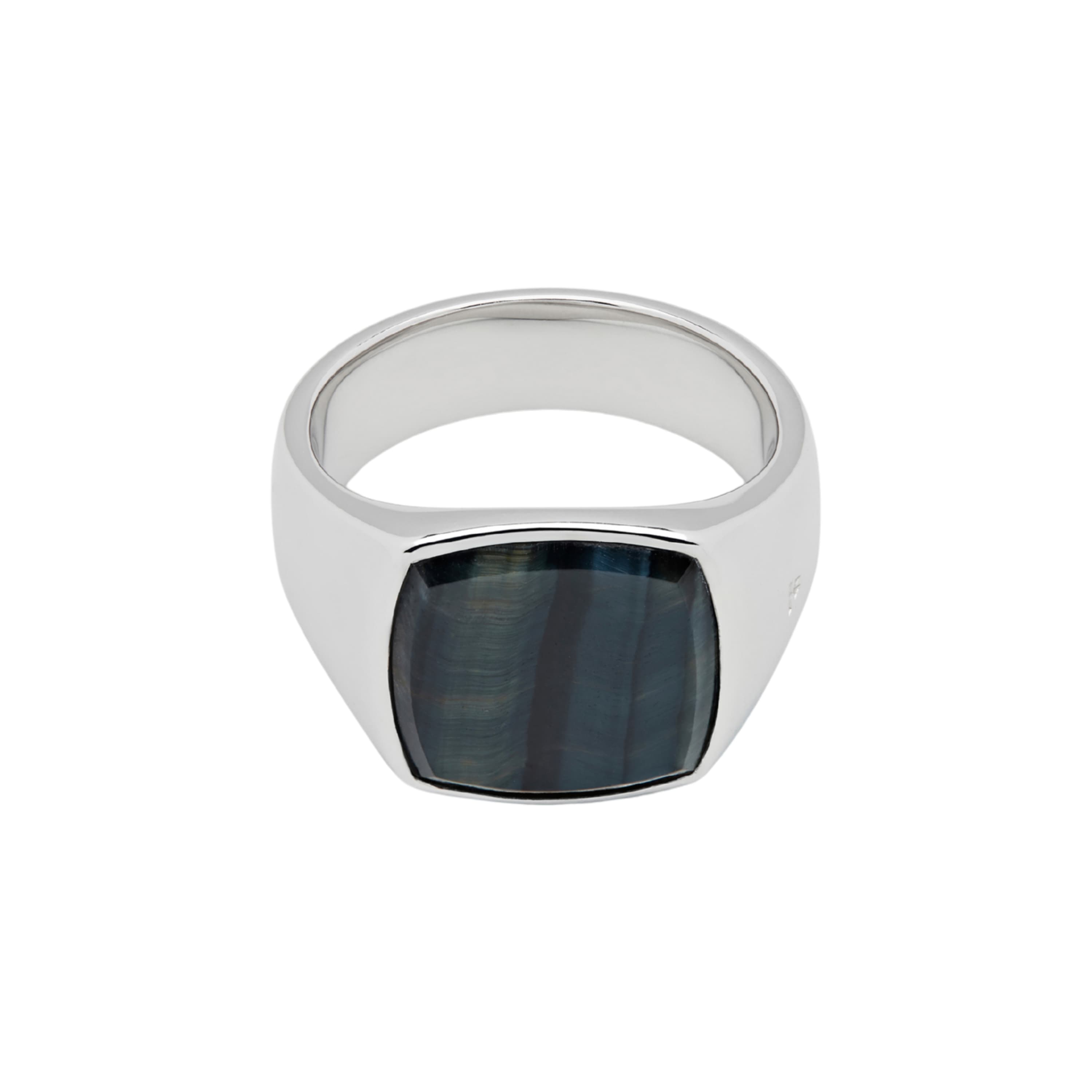 Ring, Cushion Blue Hawk Eye Medium sølv
