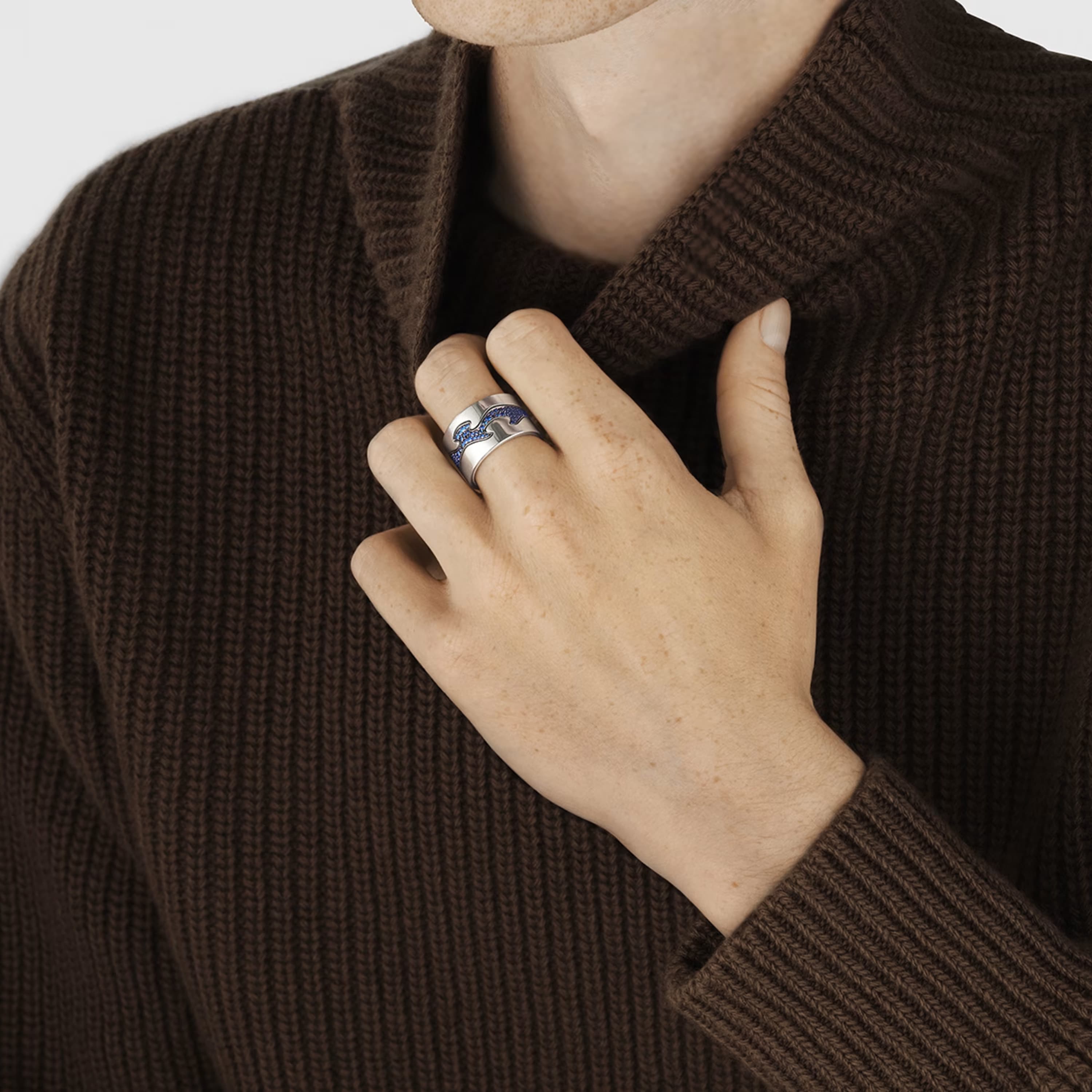 Ring, Fusion midtstykke blå safir