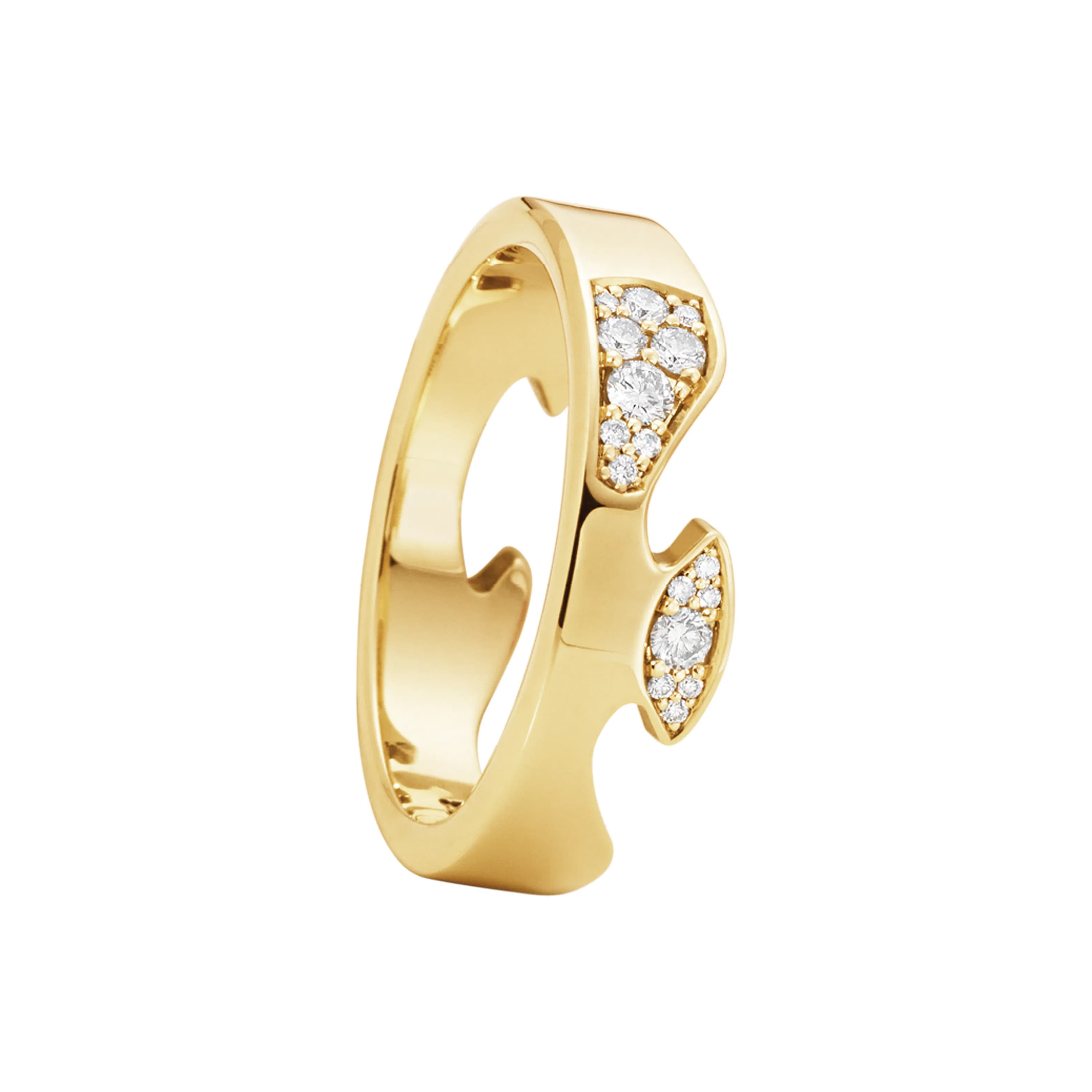 Ring, Fusion endestykke med diamanter gult gull