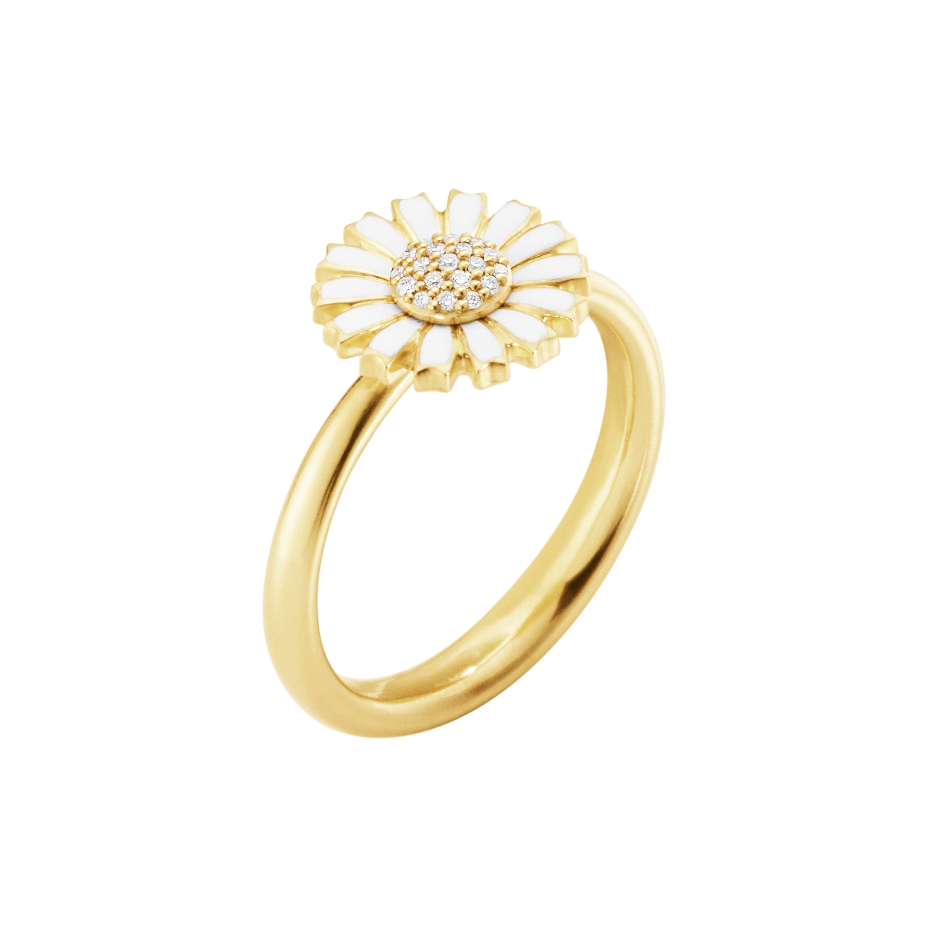 Ring, Daisy med diamanter forgylt sølv