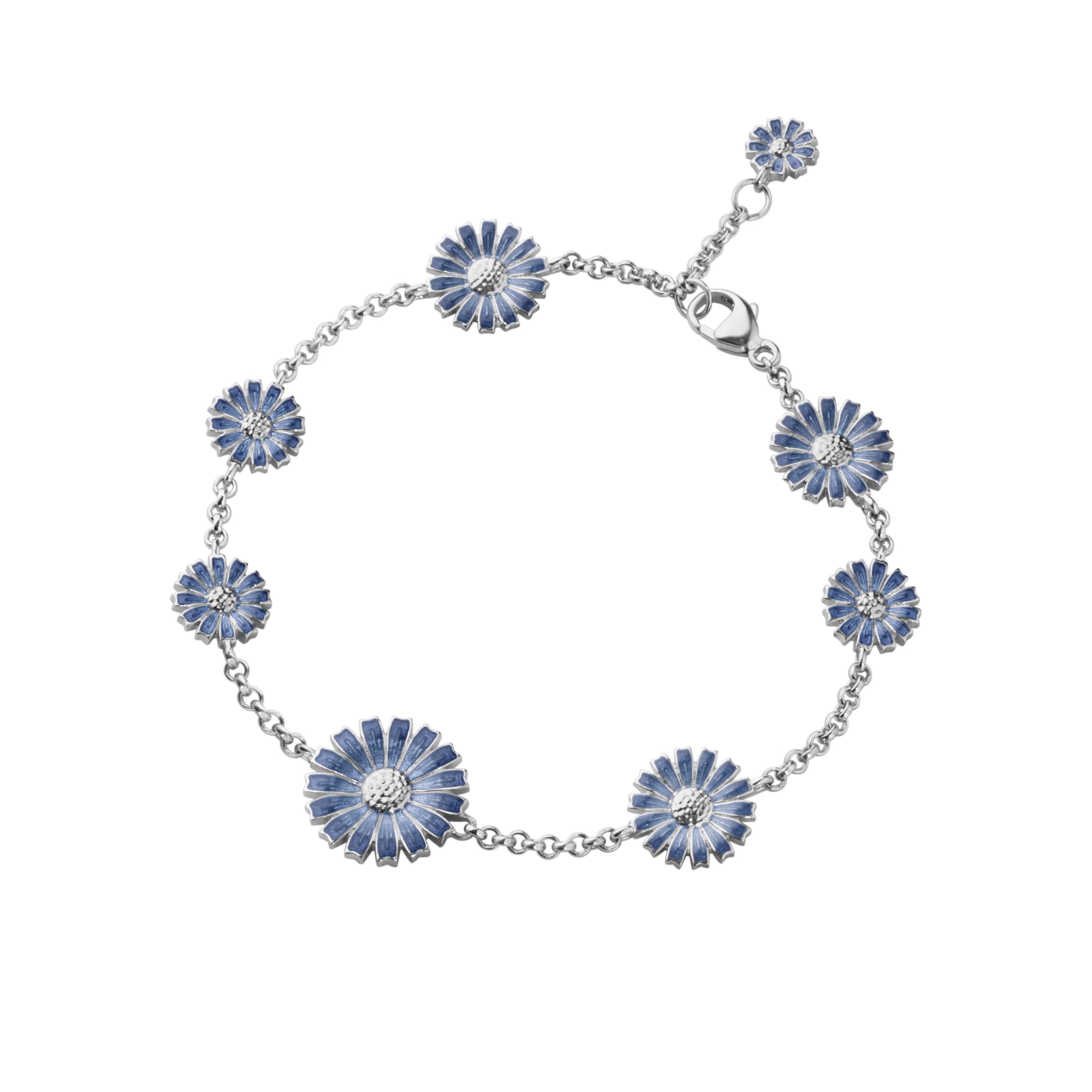 Armbånd, Daisy blå - 8 blomster