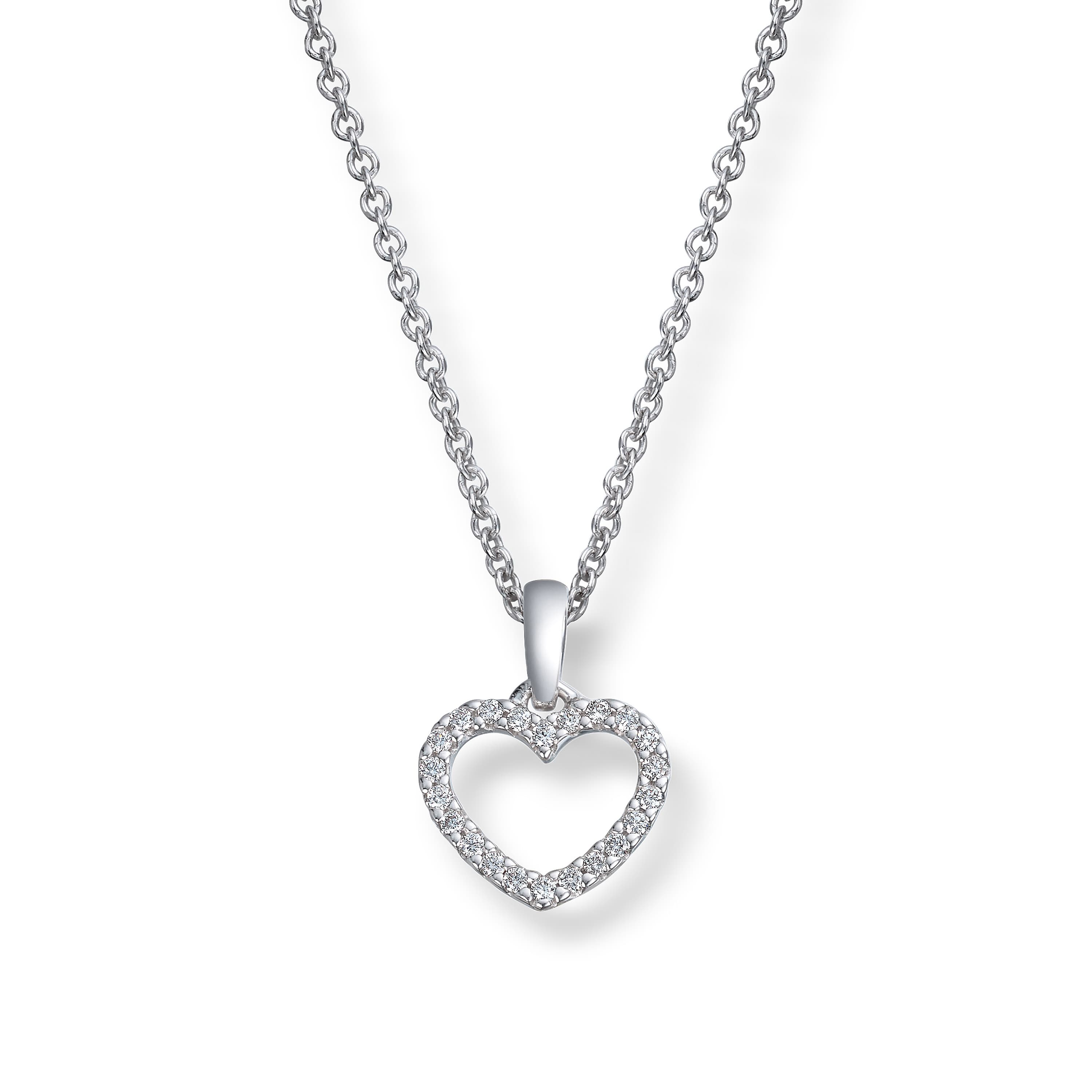 Anheng, Diamanthjerte 0,11 ct hvitt gull
