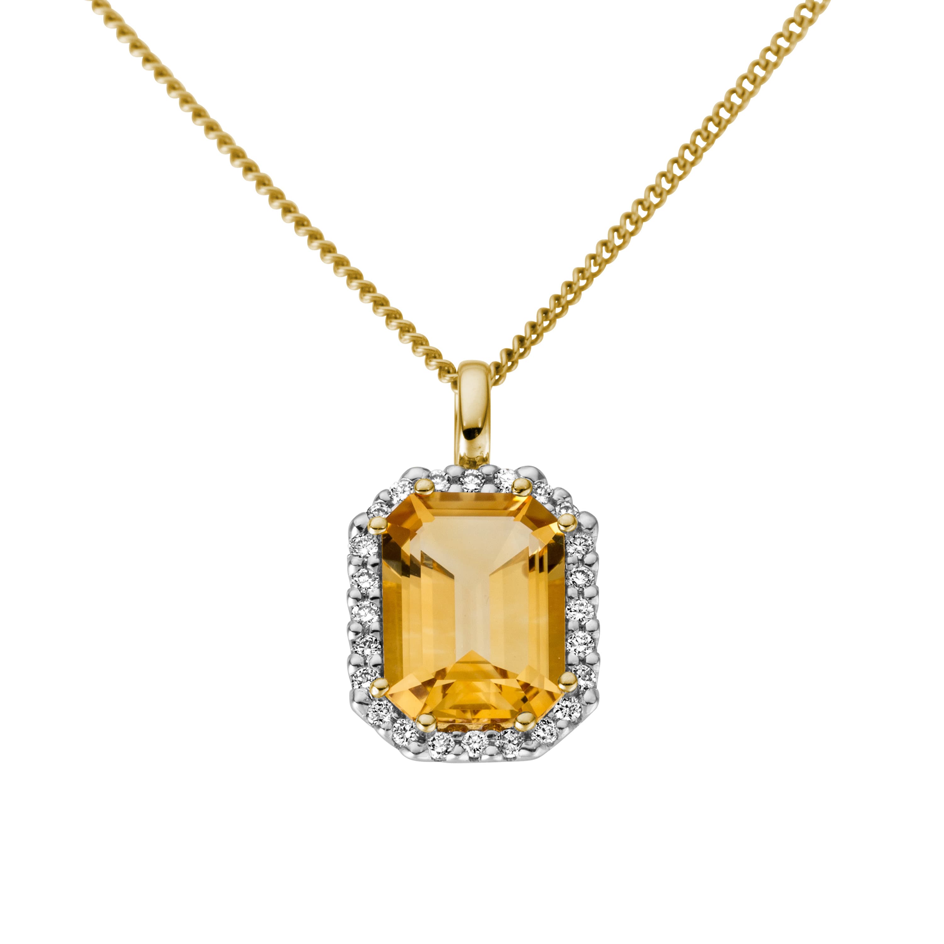 Anheng, Rosett Citrin og diamanter 0,10 ct