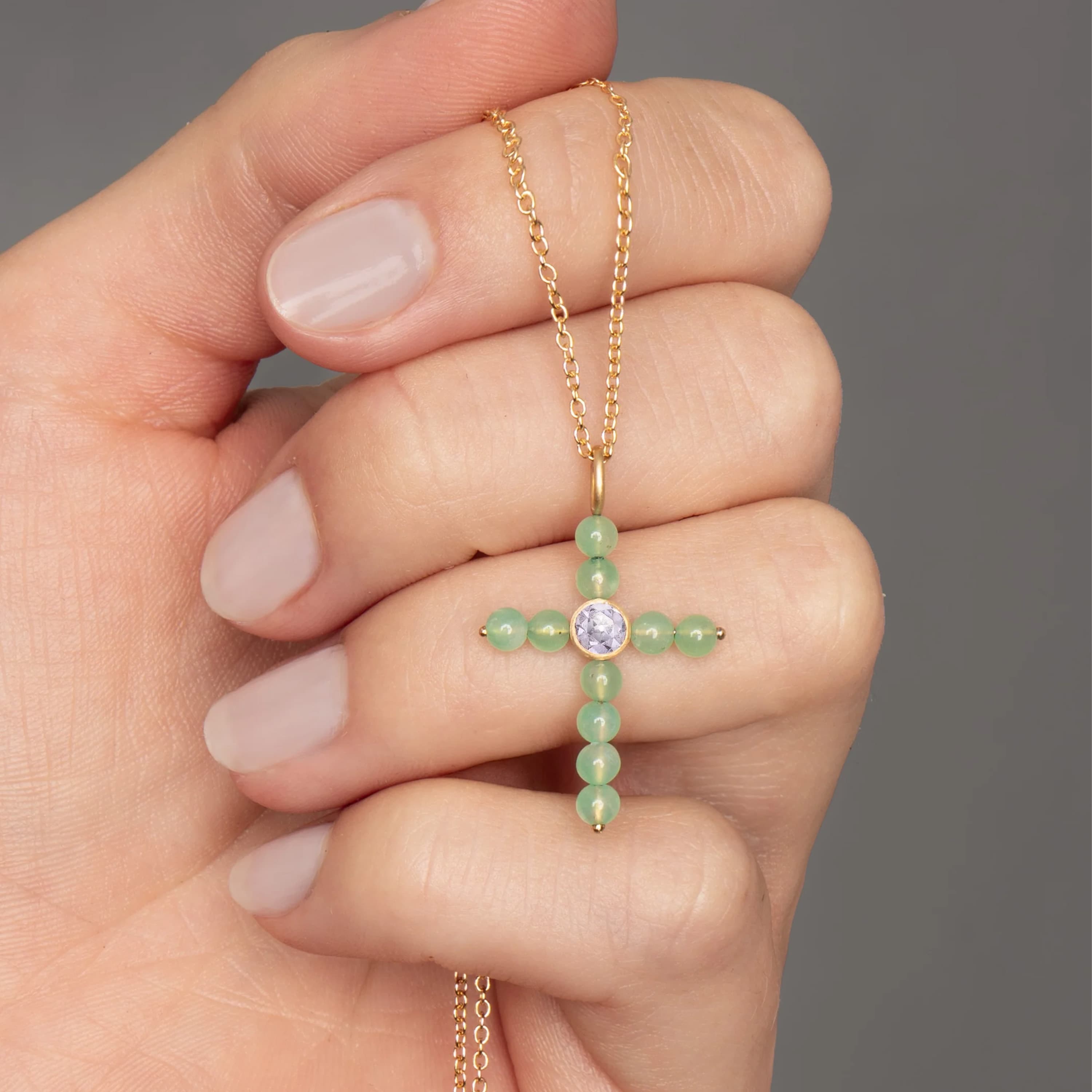 Anheng, Cross Krysopras og Lavendel Safir