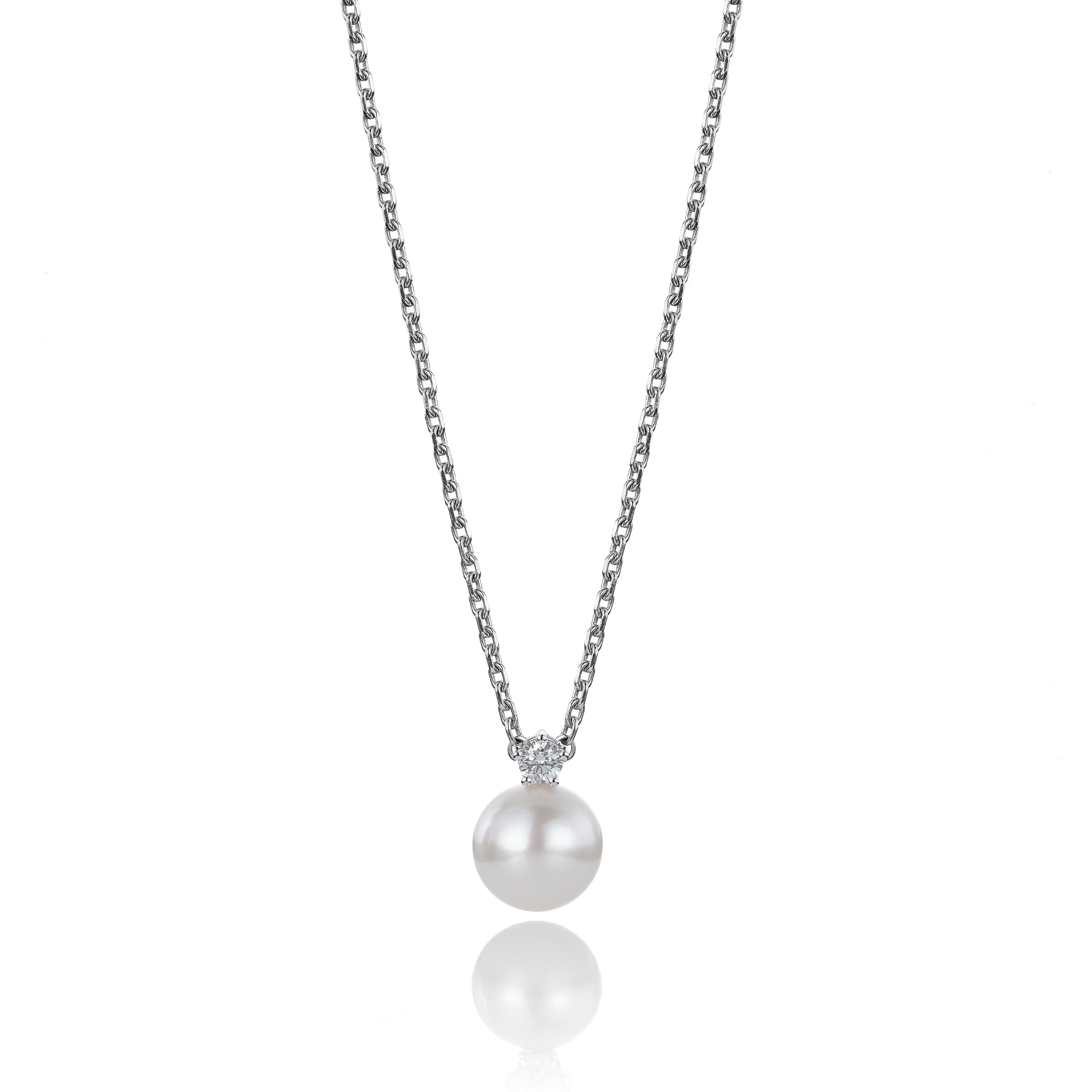 Kjede, Akoyaperle 6-6,5 mm og diamant