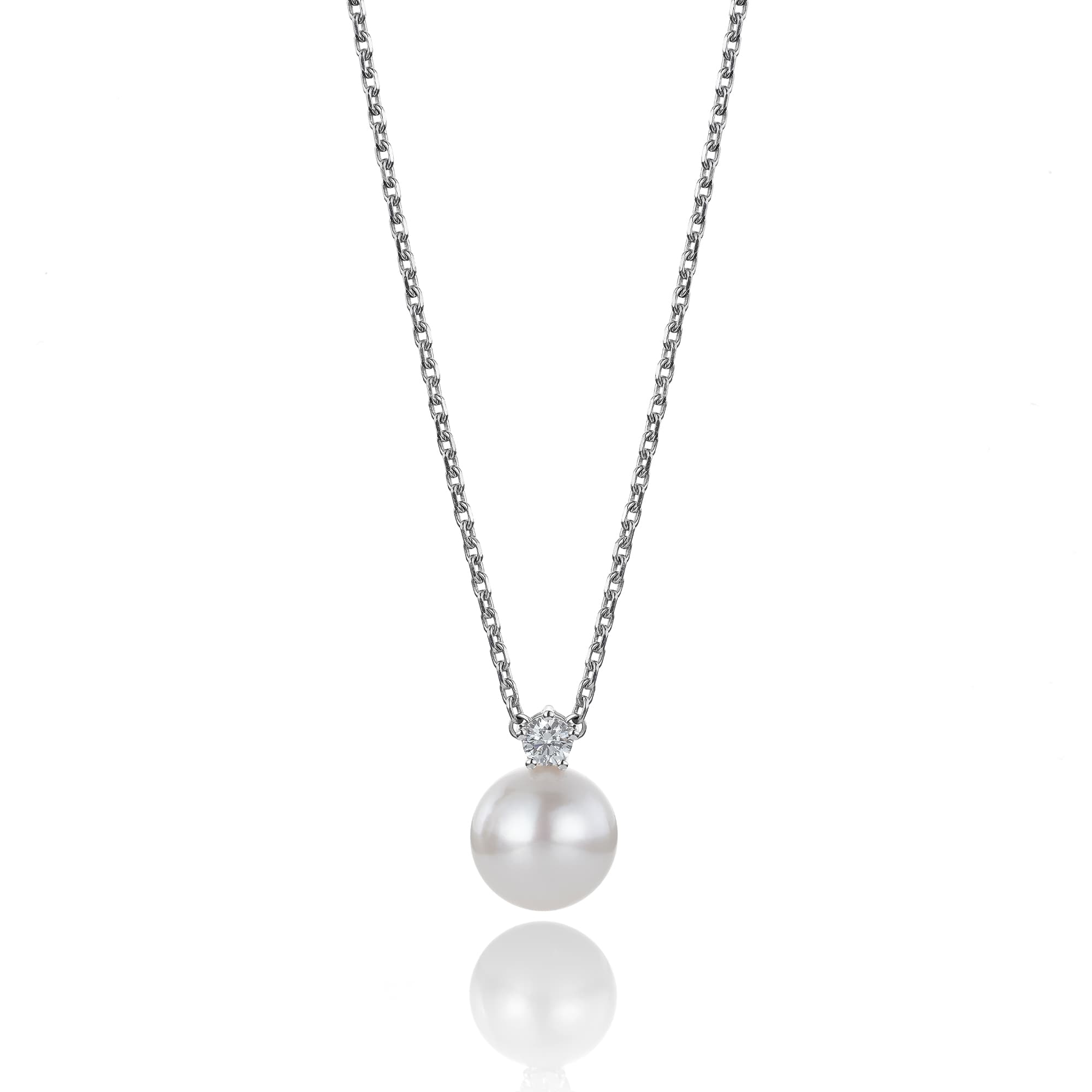 Kjede, Akoyaperle 8-8,5 mm og diamant