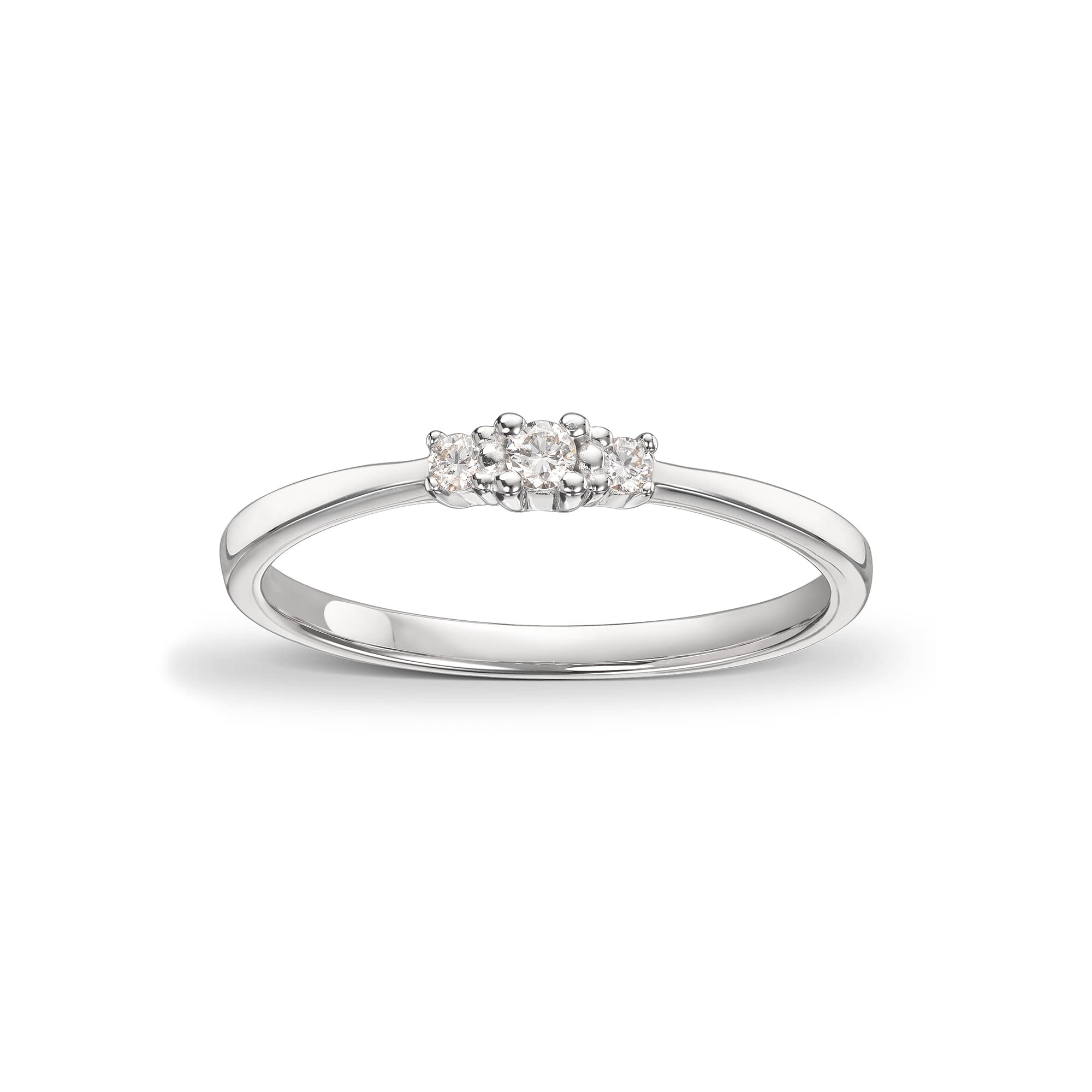 Ring, Rekke med tre diamanter 0,08 ct