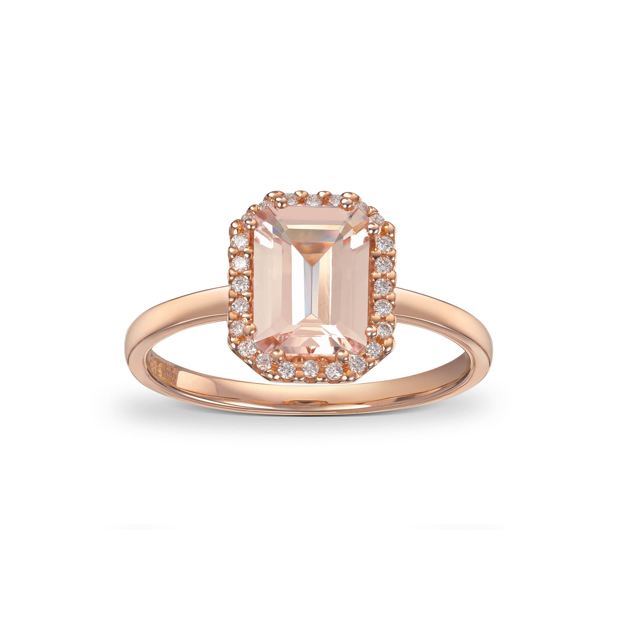 Ring, Morganitt og diamanter 0,10 ct