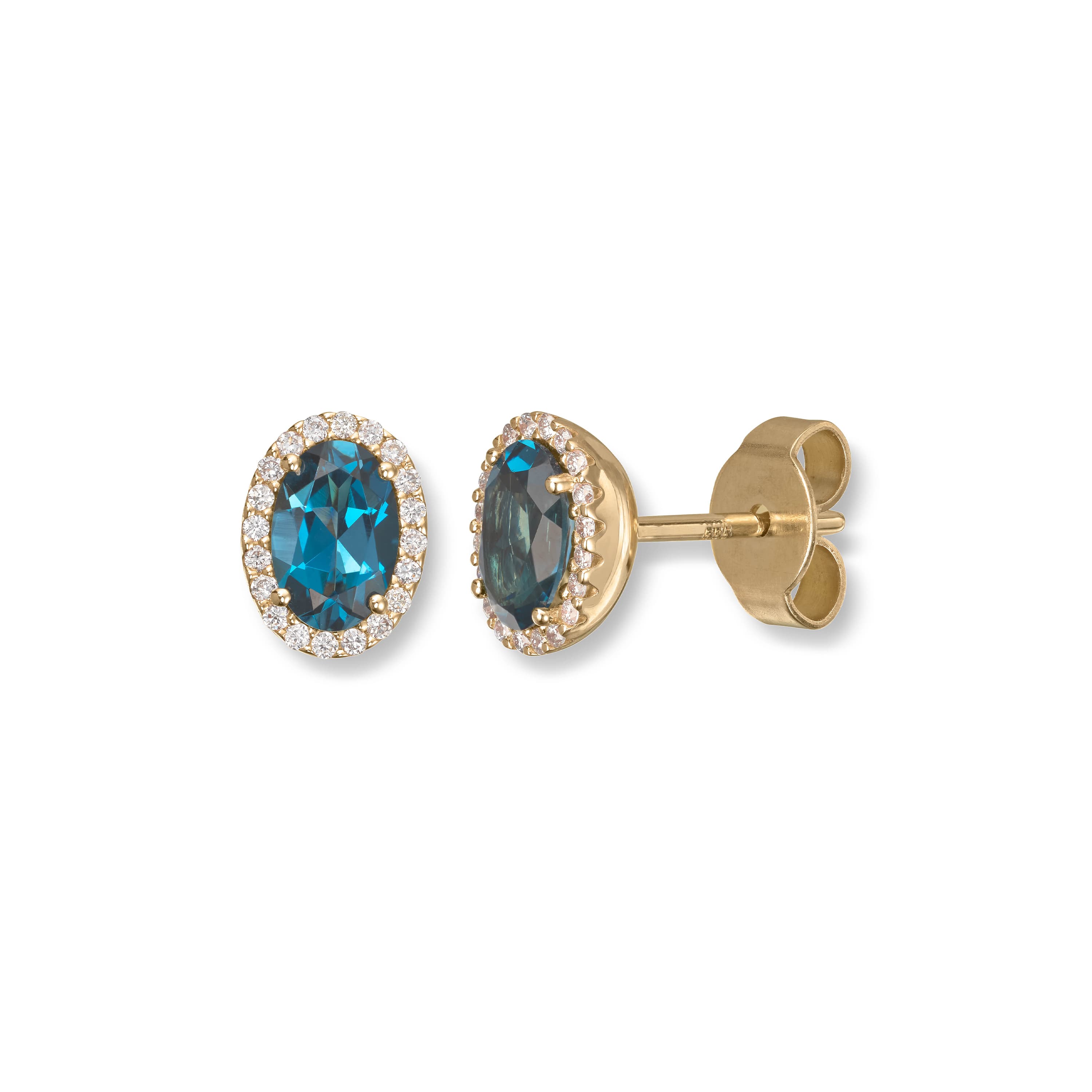 Ørepynt, London Blue Topas og diamanter 0,12 ct
