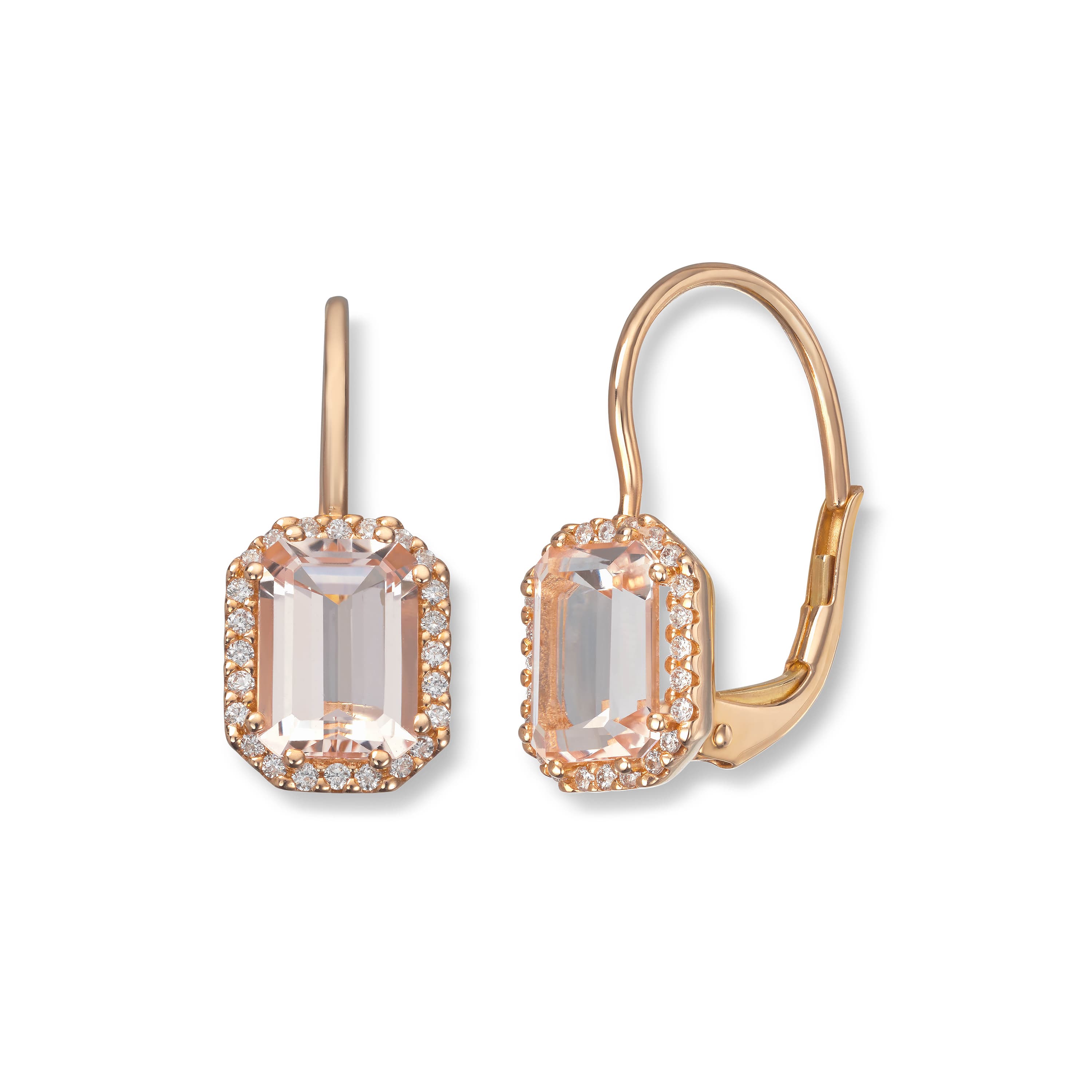 Øredobber, Rosett Morganitt og diamanter 0,14 ct