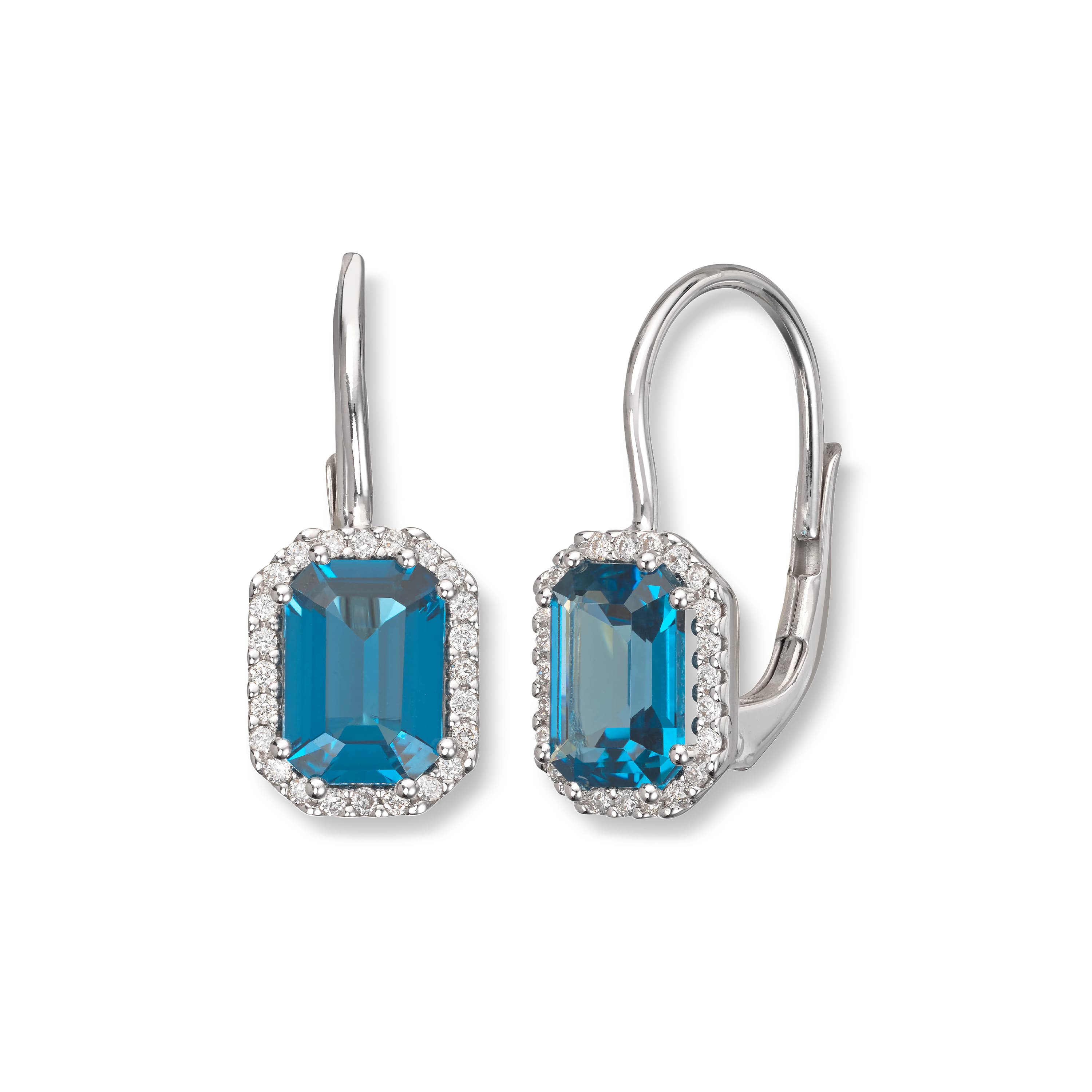 Øredobber, Rosett London Blue Topas og diamanter 0,14 ct