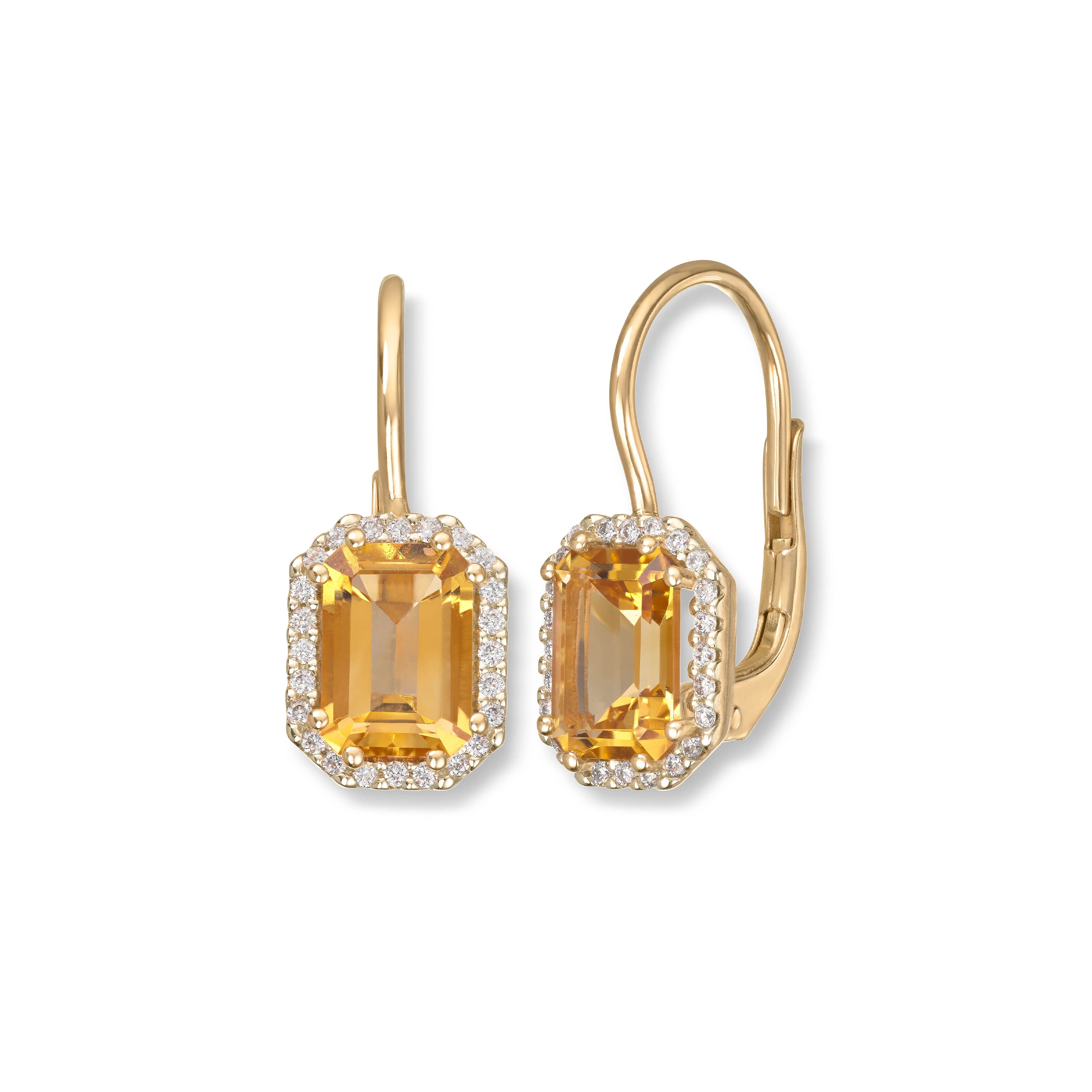 Øredobber, Rosett Citrin og diamanter 0,14 ct