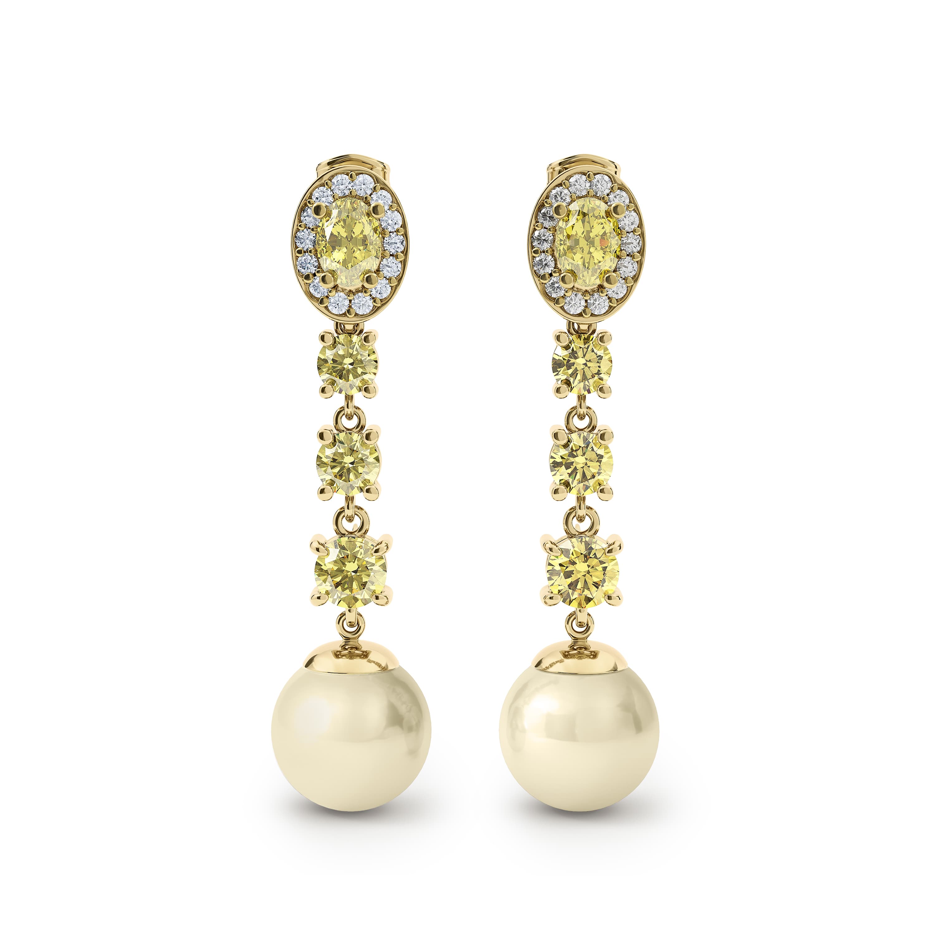 Øredobber, Sydhavsperler og Natural Fancy Yellow diamanter