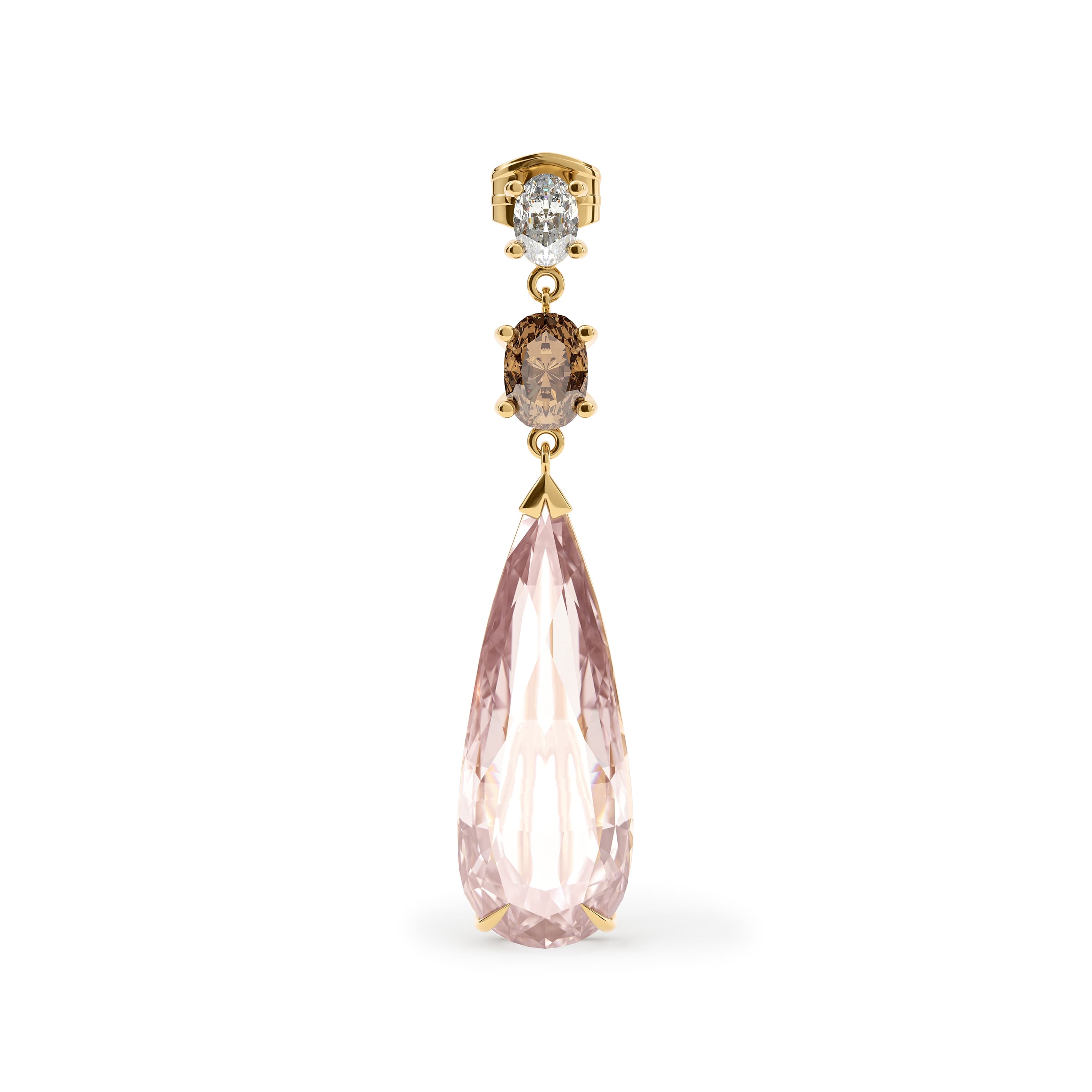 Øredobber, Morganitt, Natural Fancy Brown diamanter og diamanter 0,50 ct
