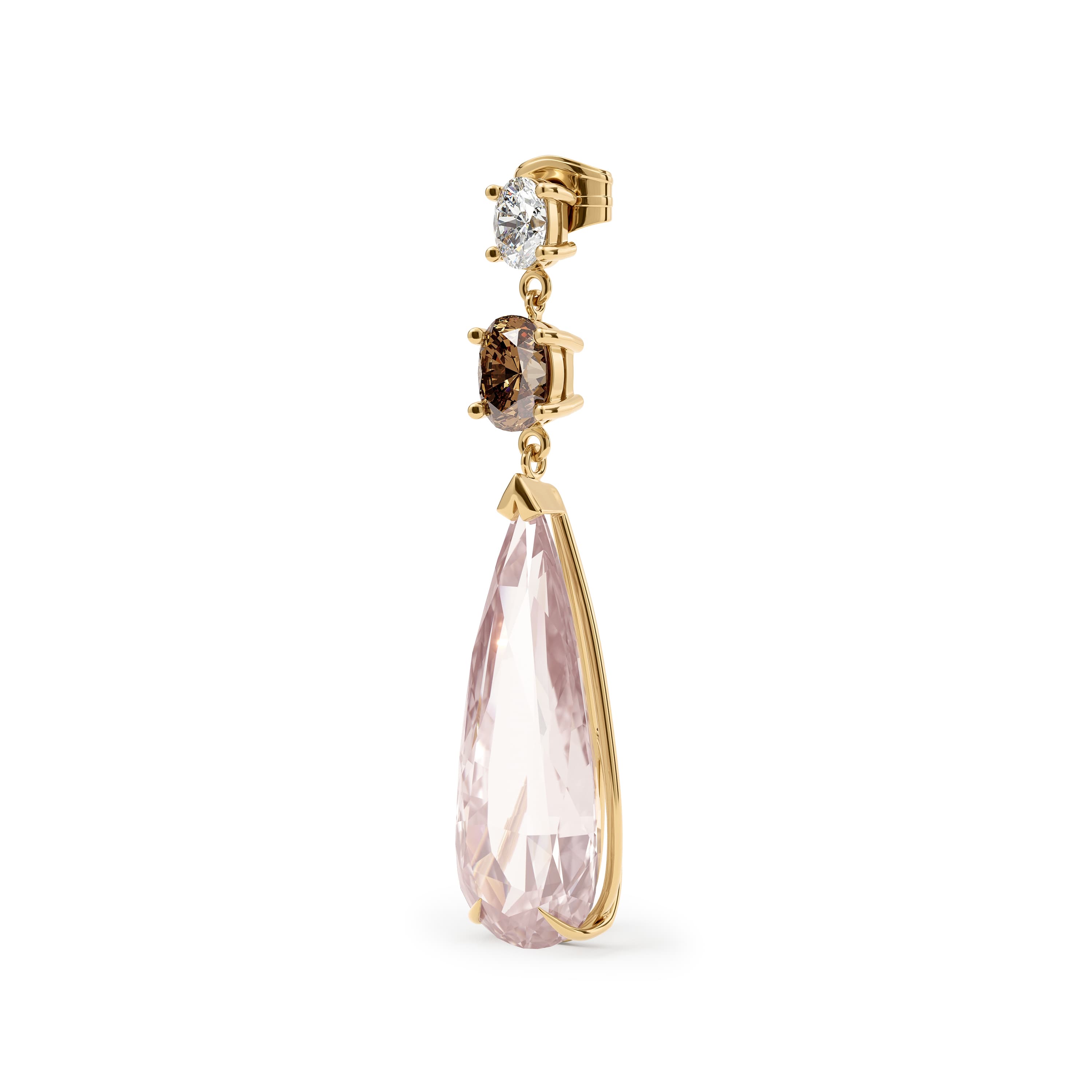 Øredobber, Morganitt, Natural Fancy Brown diamanter og diamanter 0,50 ct
