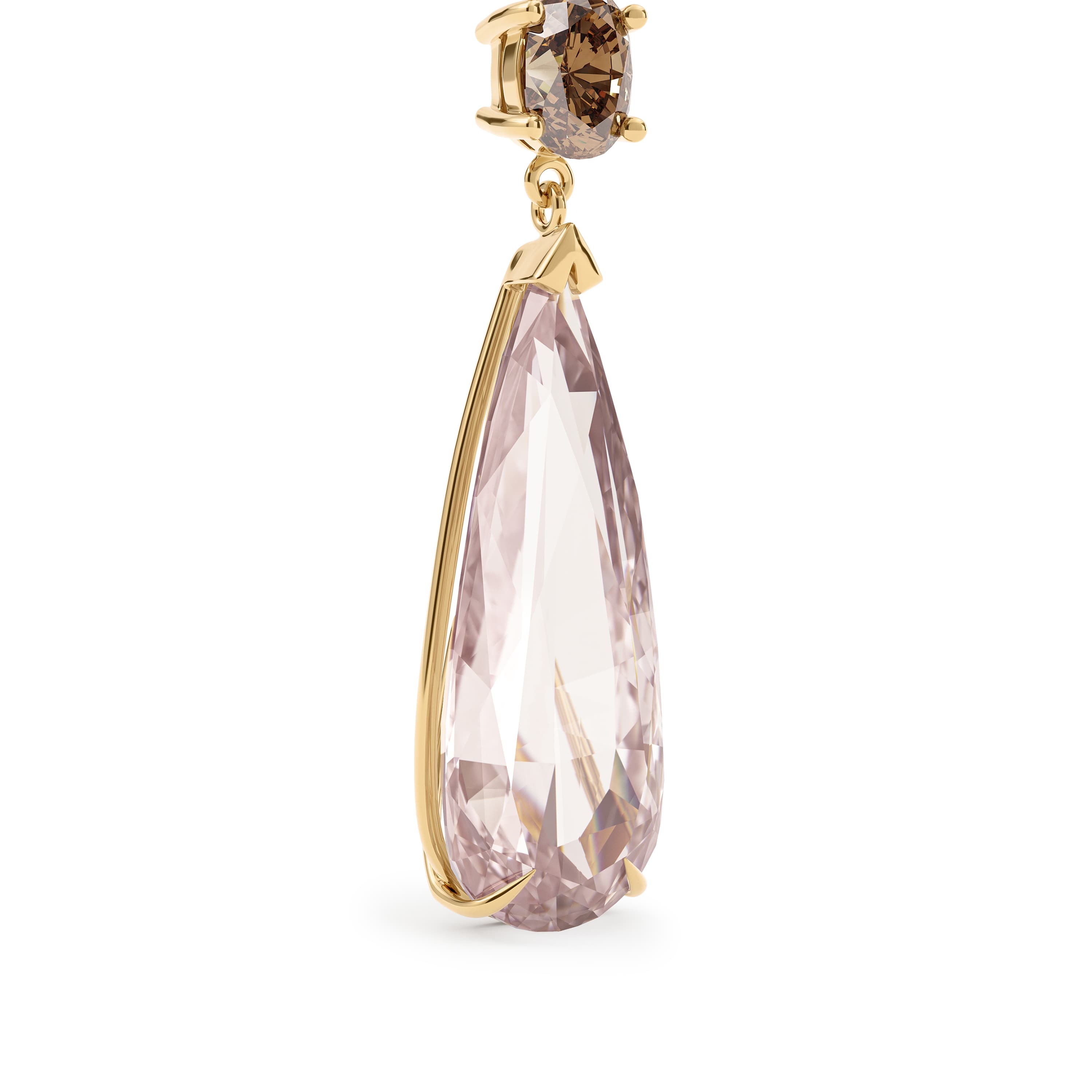 Øredobber, Morganitt, Natural Fancy Brown diamanter og diamanter 0,50 ct
