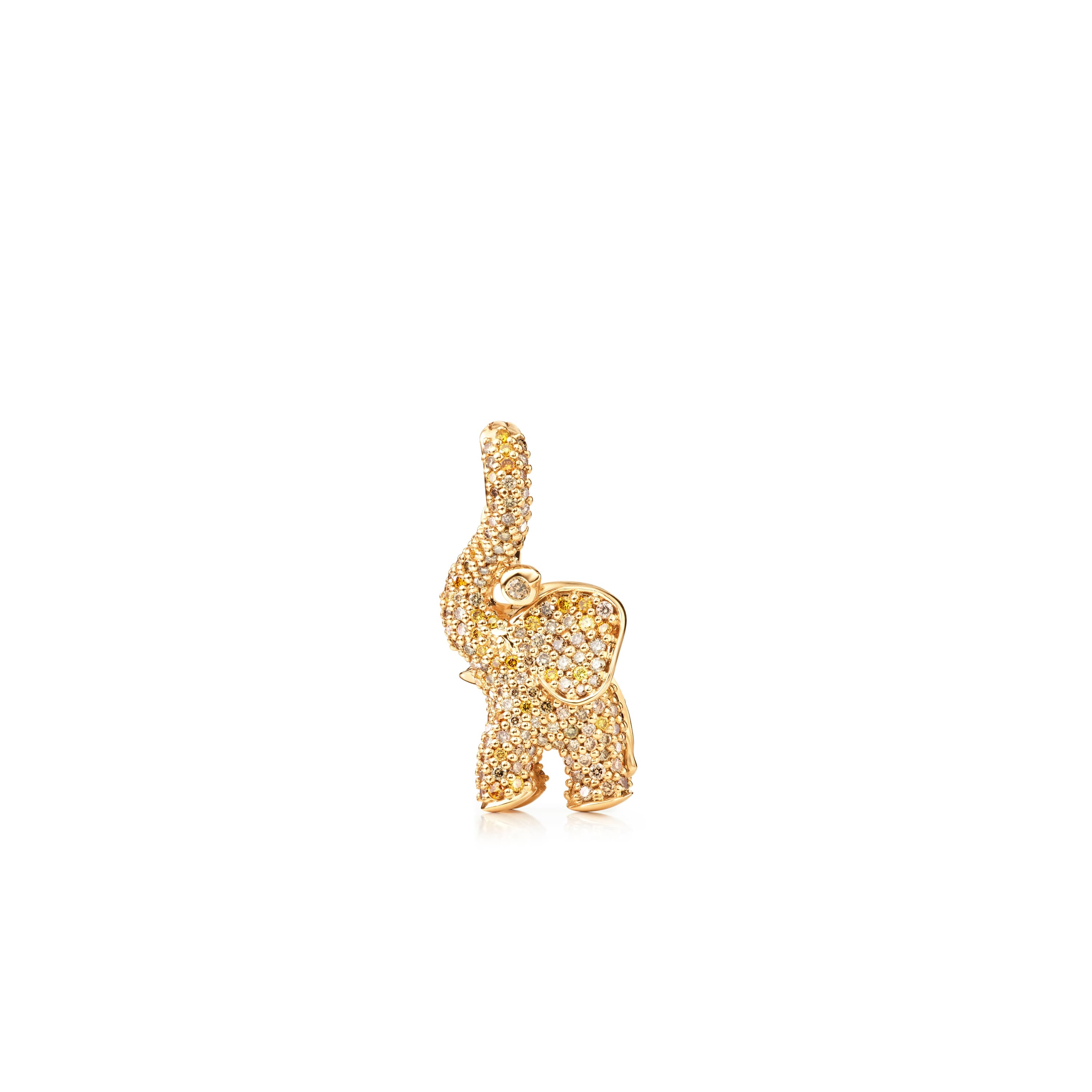 Anheng, Elephant pavért medium - gule og brune diamanter