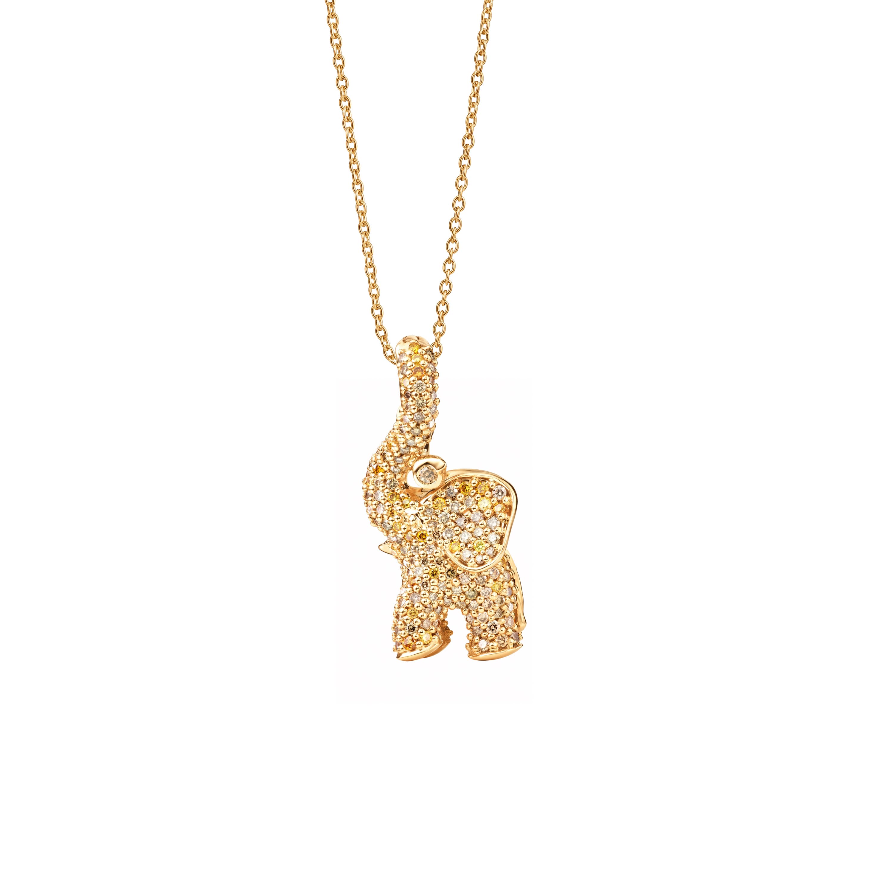 Anheng, Elephant pavért medium - gule og brune diamanter