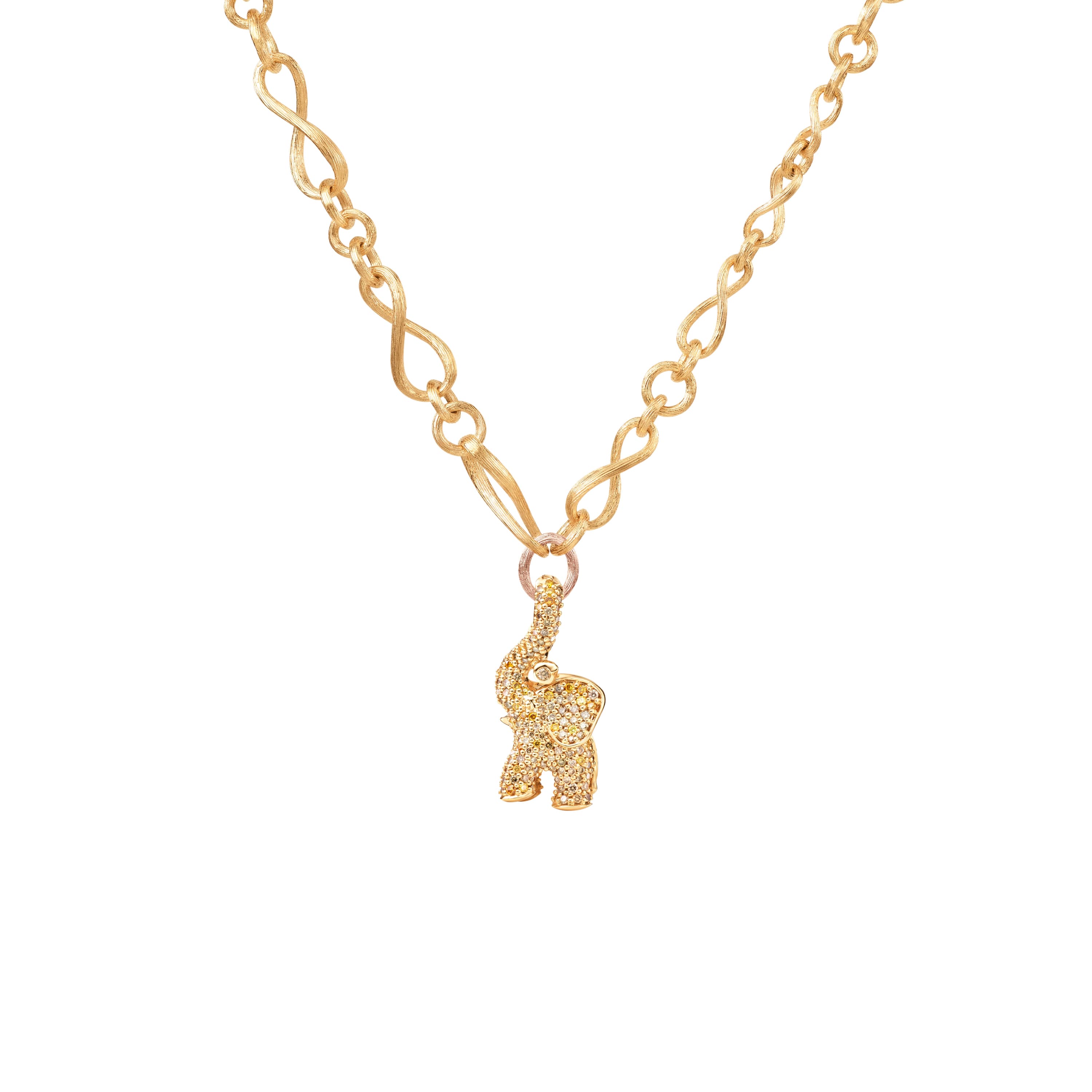 Anheng, Elephant pavért medium - gule og brune diamanter