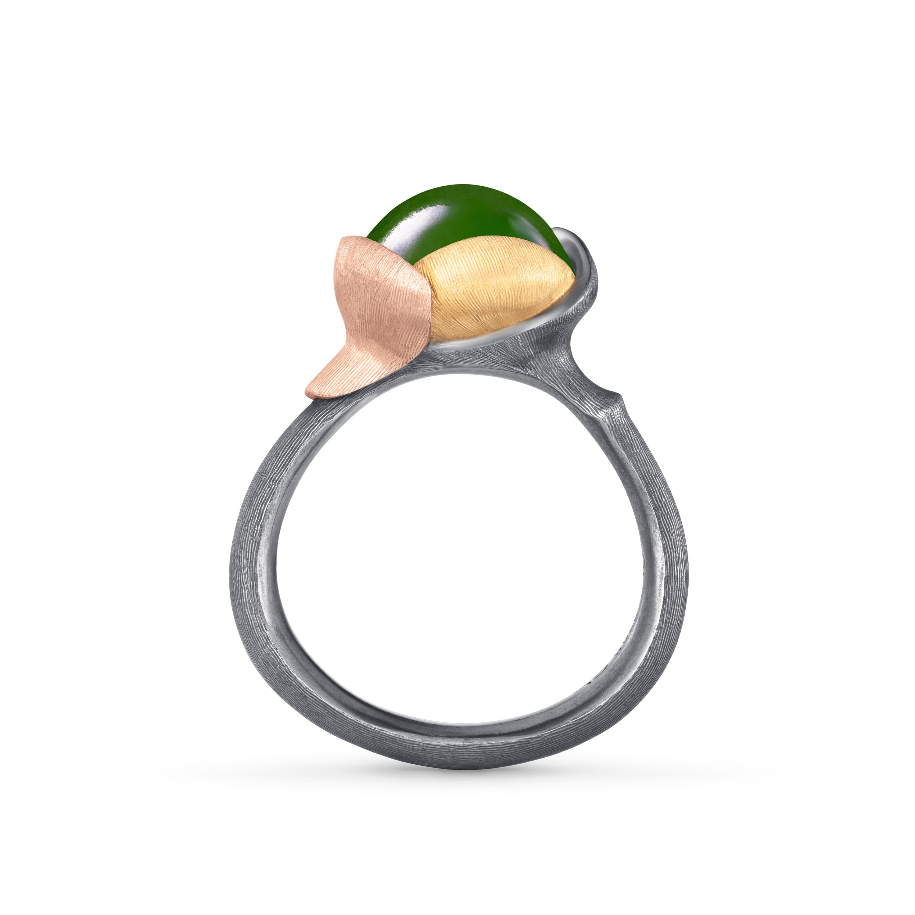 Ring, Lotus Str. 2 oksidert sølv