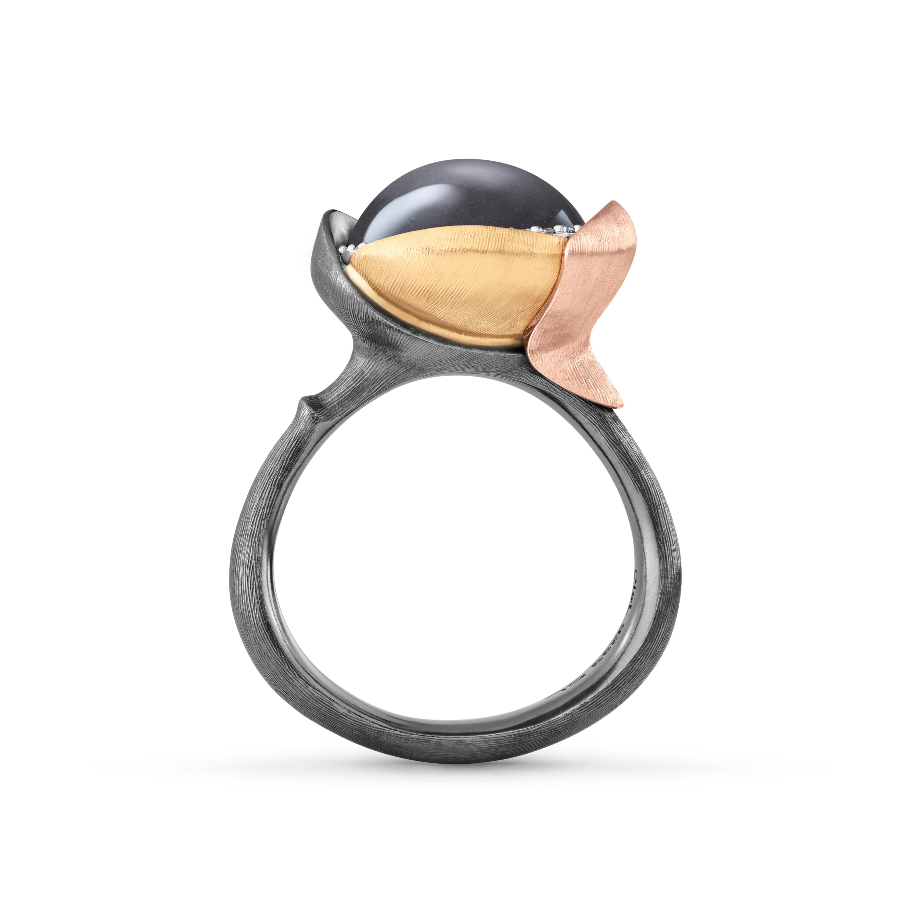 Ring, Lotus Str. 3 oksidert sølv