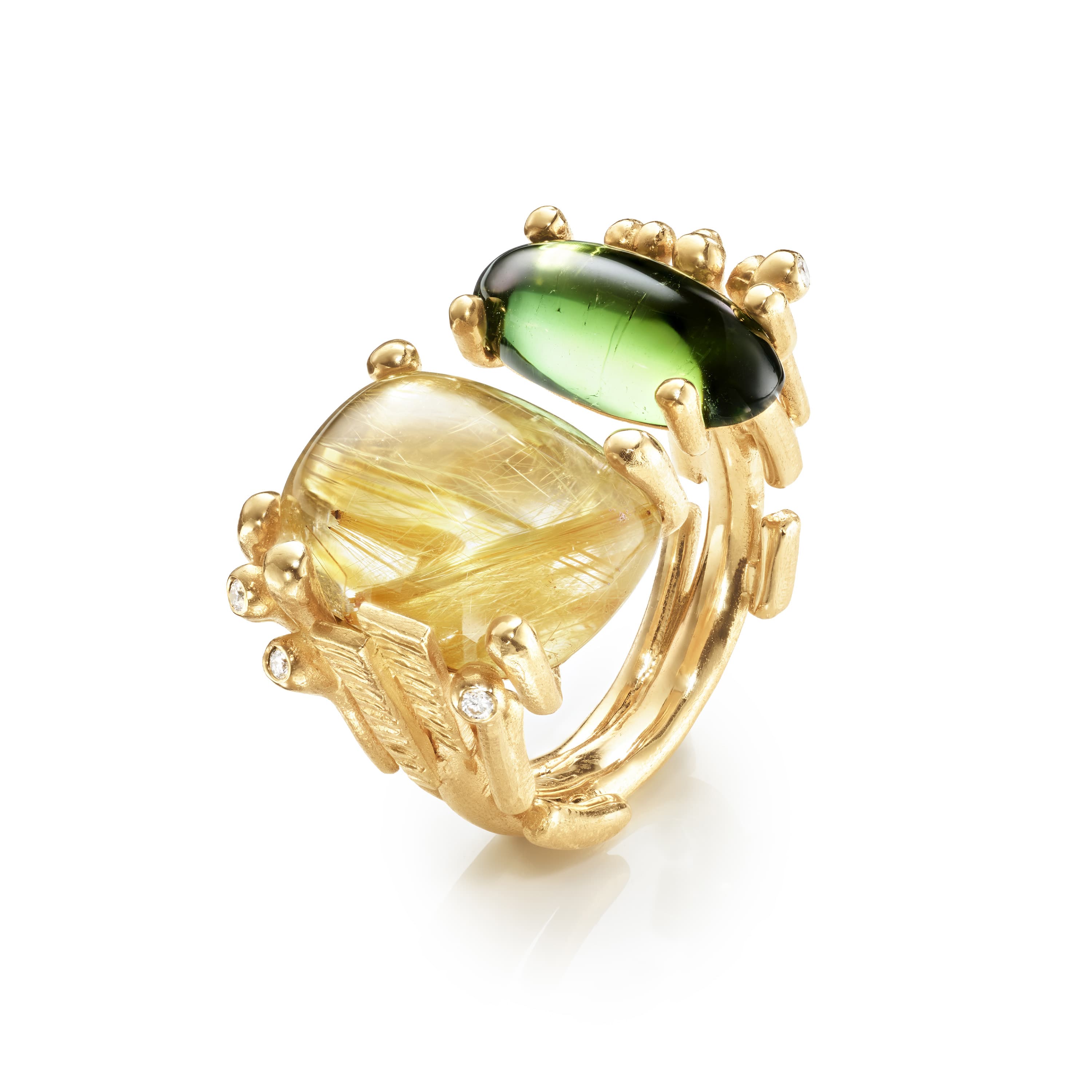 Ring, BoHo Rutilkvarts og Grønn Turmalin