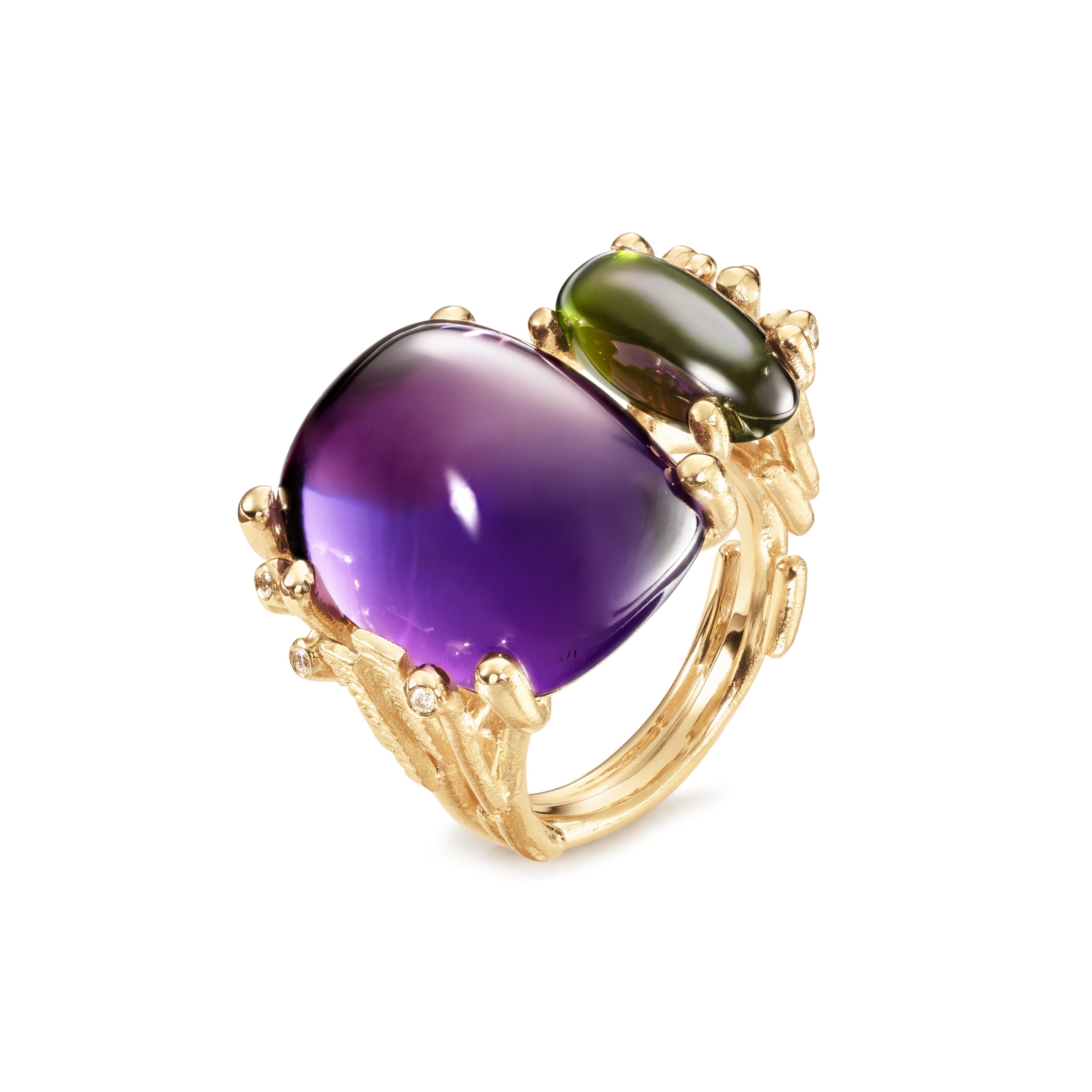 Ring, BoHo Double Ametyst og Turmalin