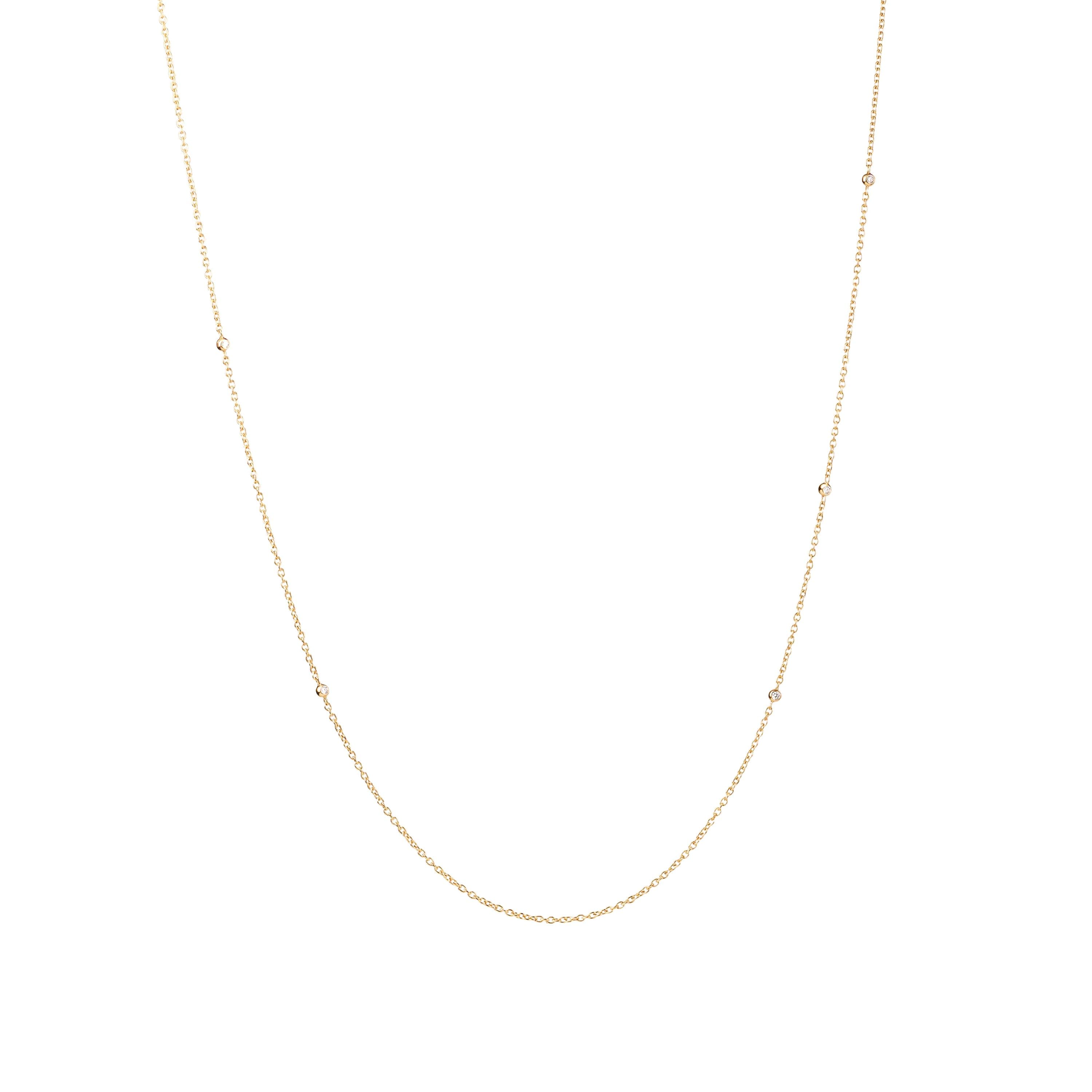Kjede, S-Collier anker med diamanter - 80 cm