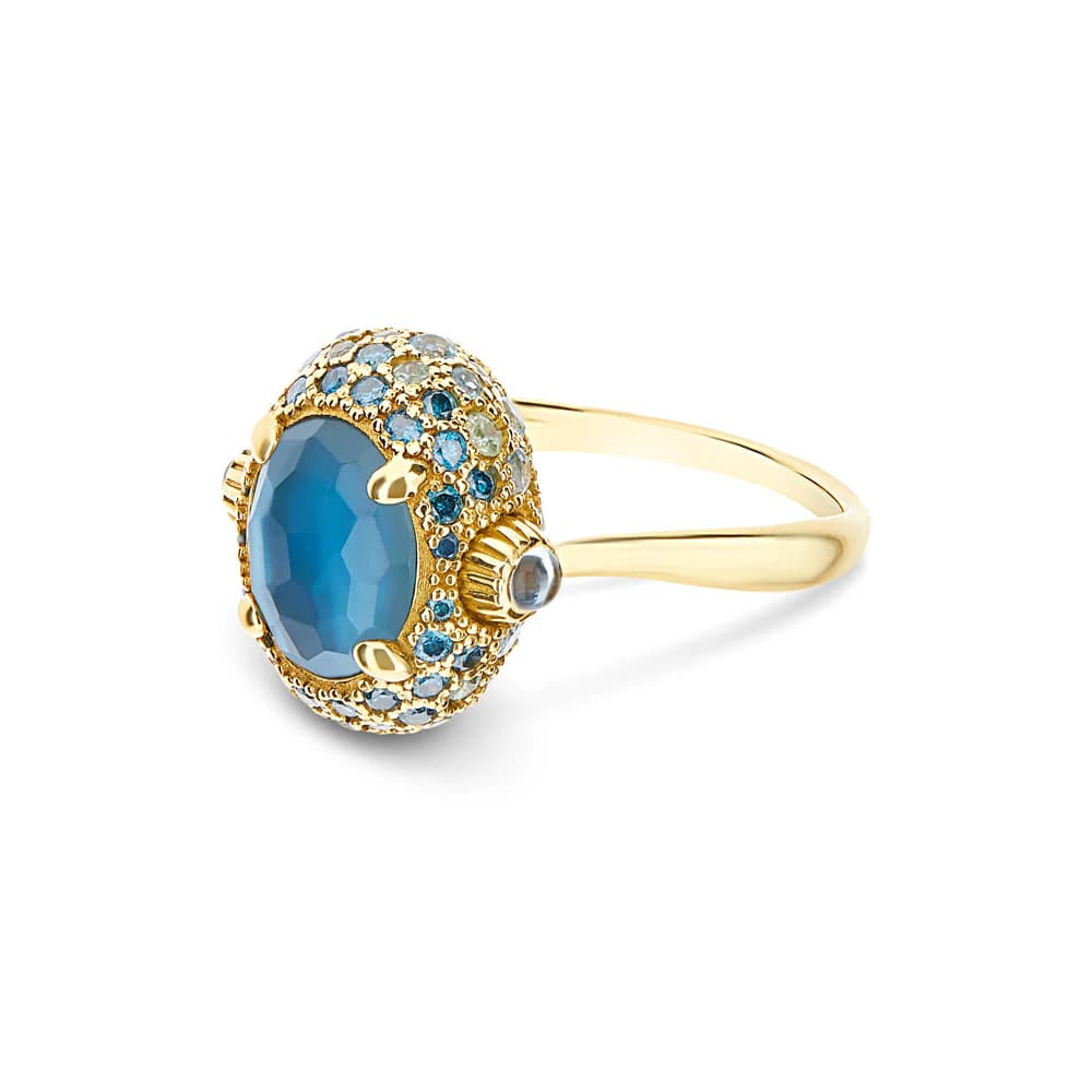 Ring, Dancing In The Rain Reverse - Blå diamant, Topas og Safir