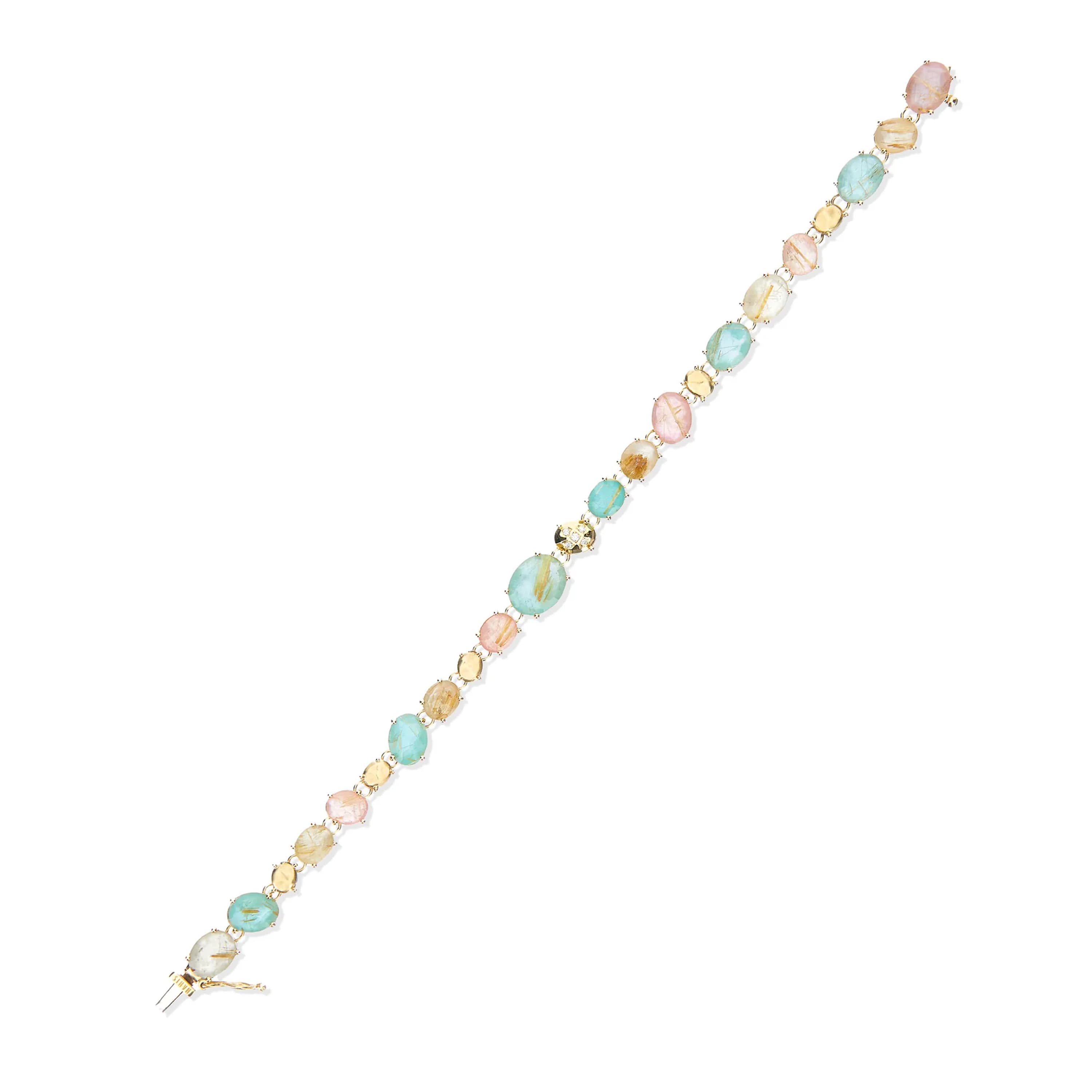Armbånd, Ipanema - Rutilkvarts, Perlemor, Jade rosa og Amazonitt