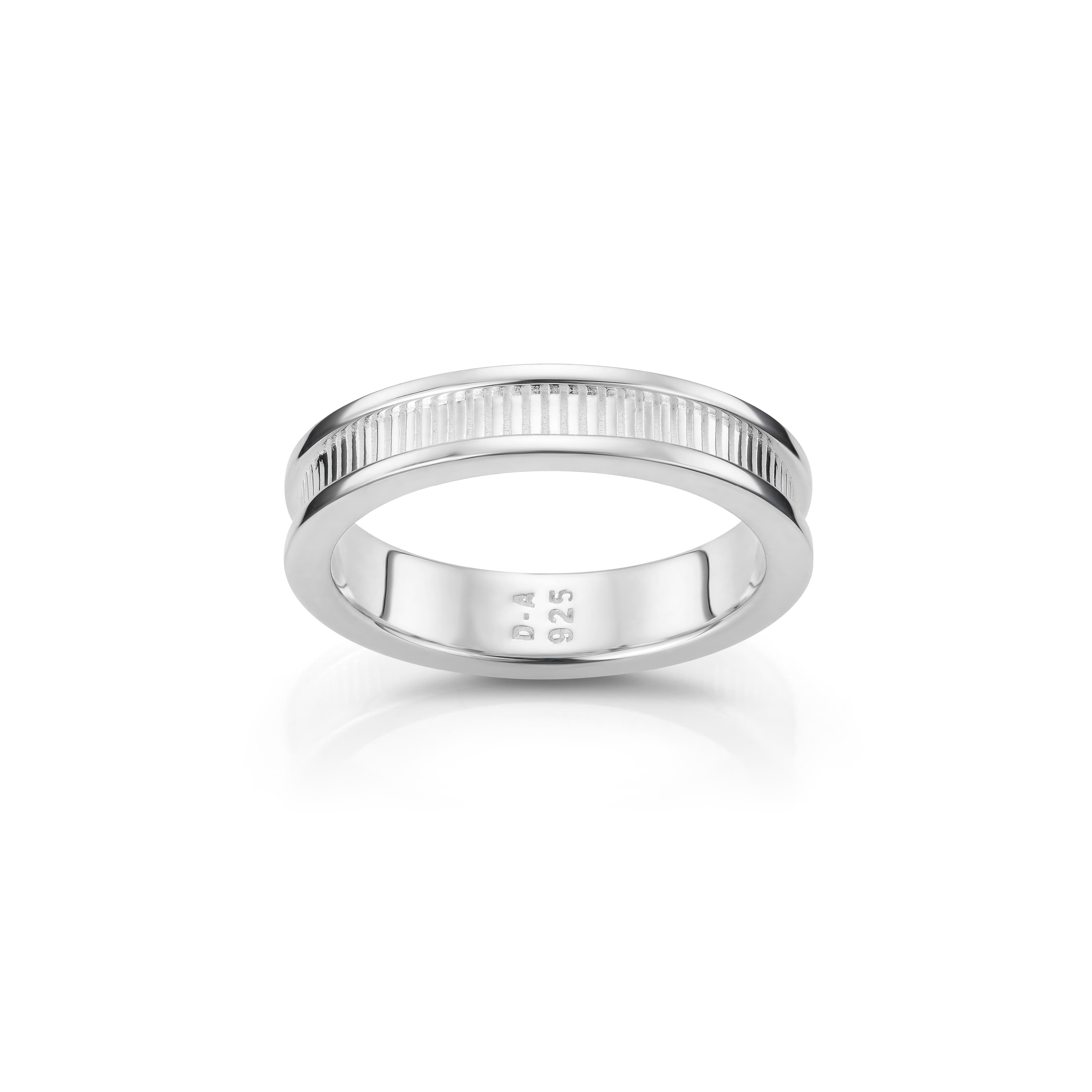 Ring, Deco sølv med riller
