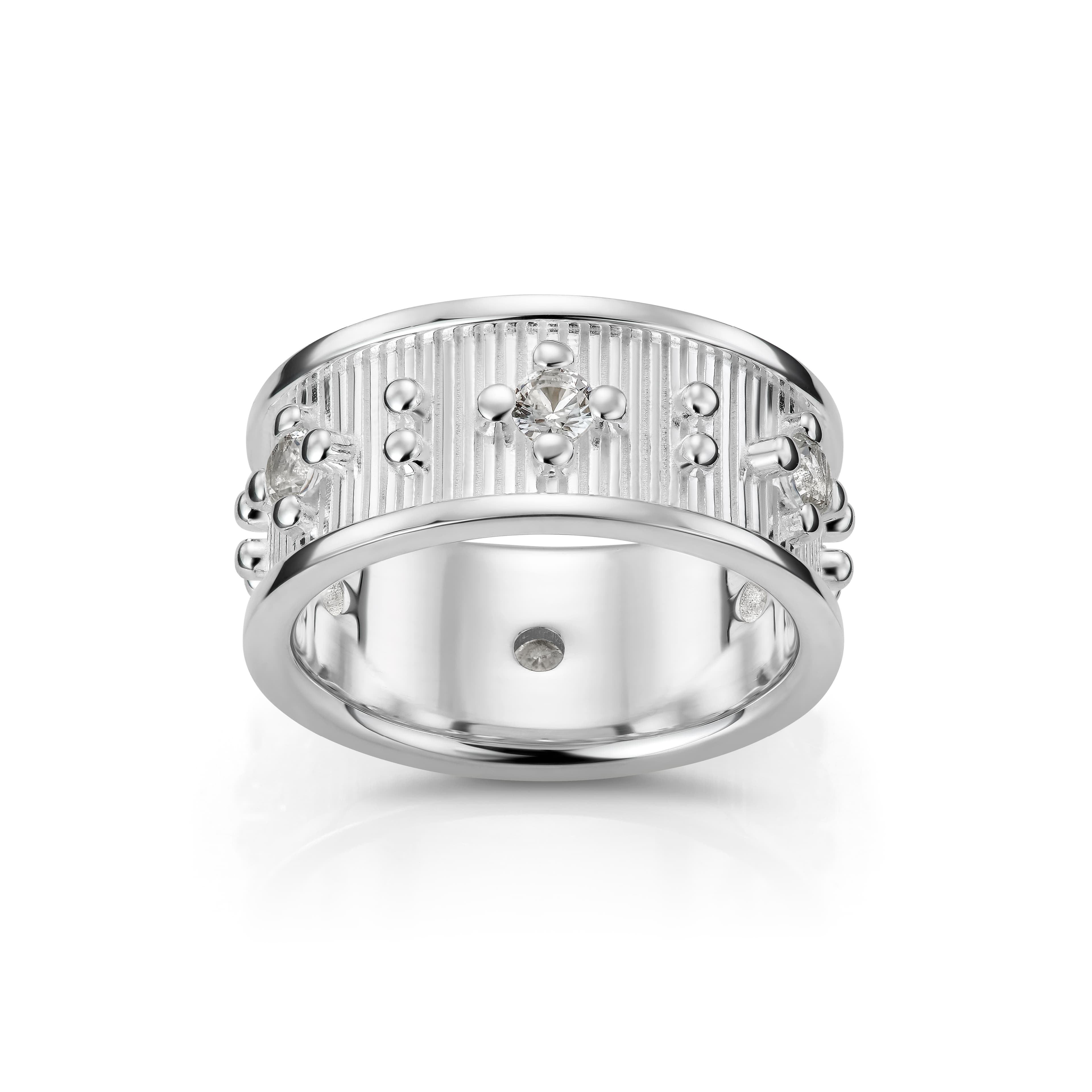 Ring, Deco sølv Topas hvit - 6 stk