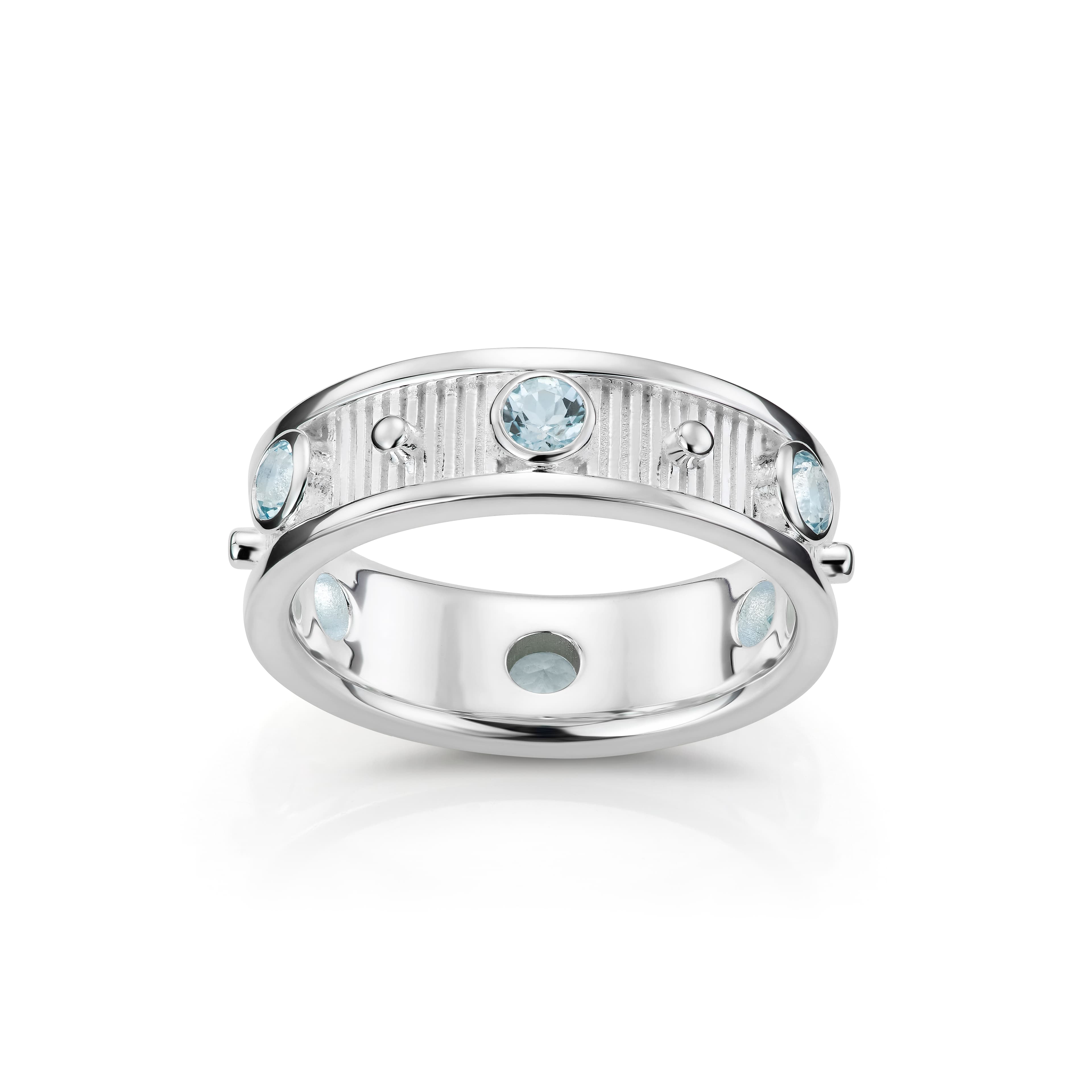 Ring, Deco sølv Sky Blue Topas - 6 stk
