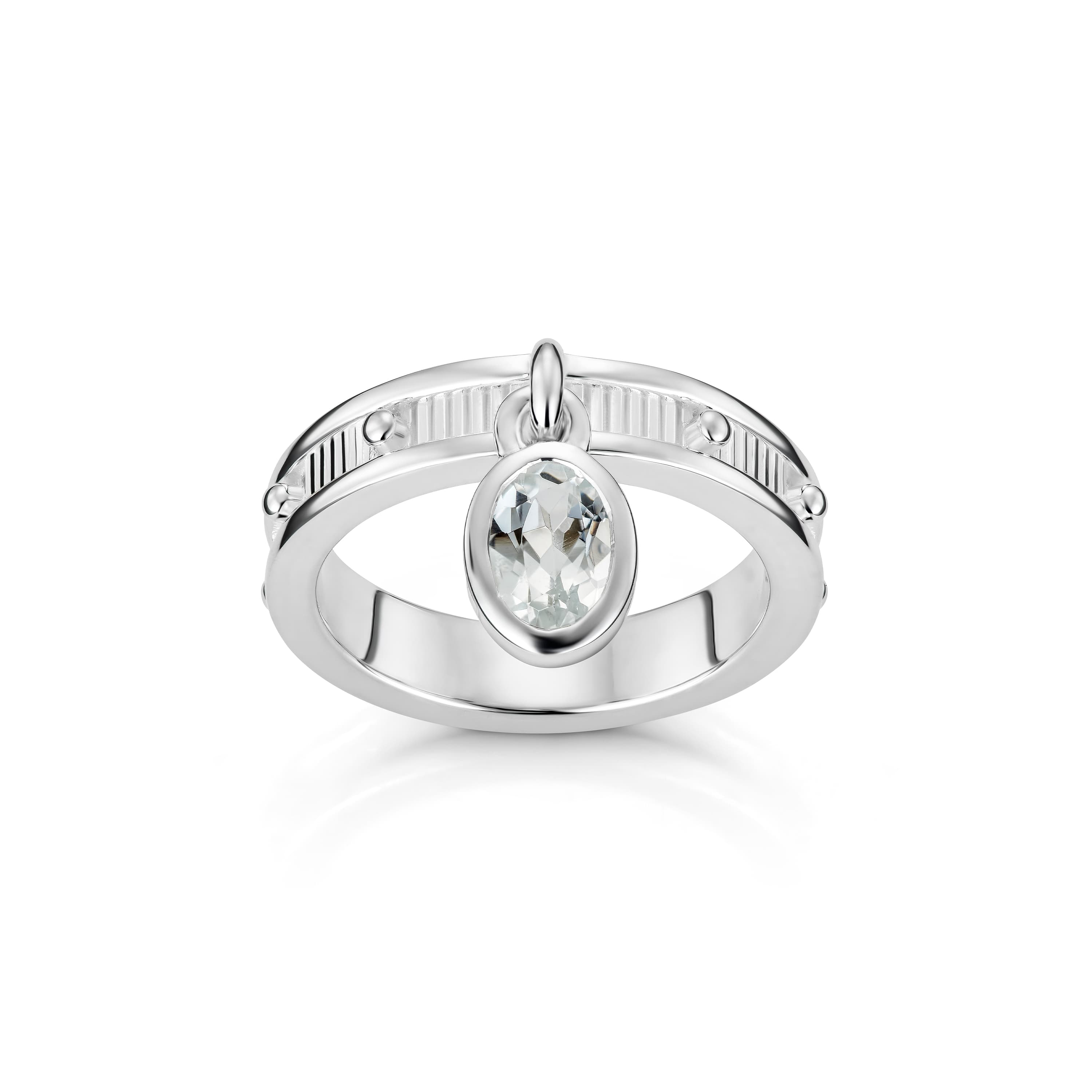 Ring, Deco Sølv med Topas charm