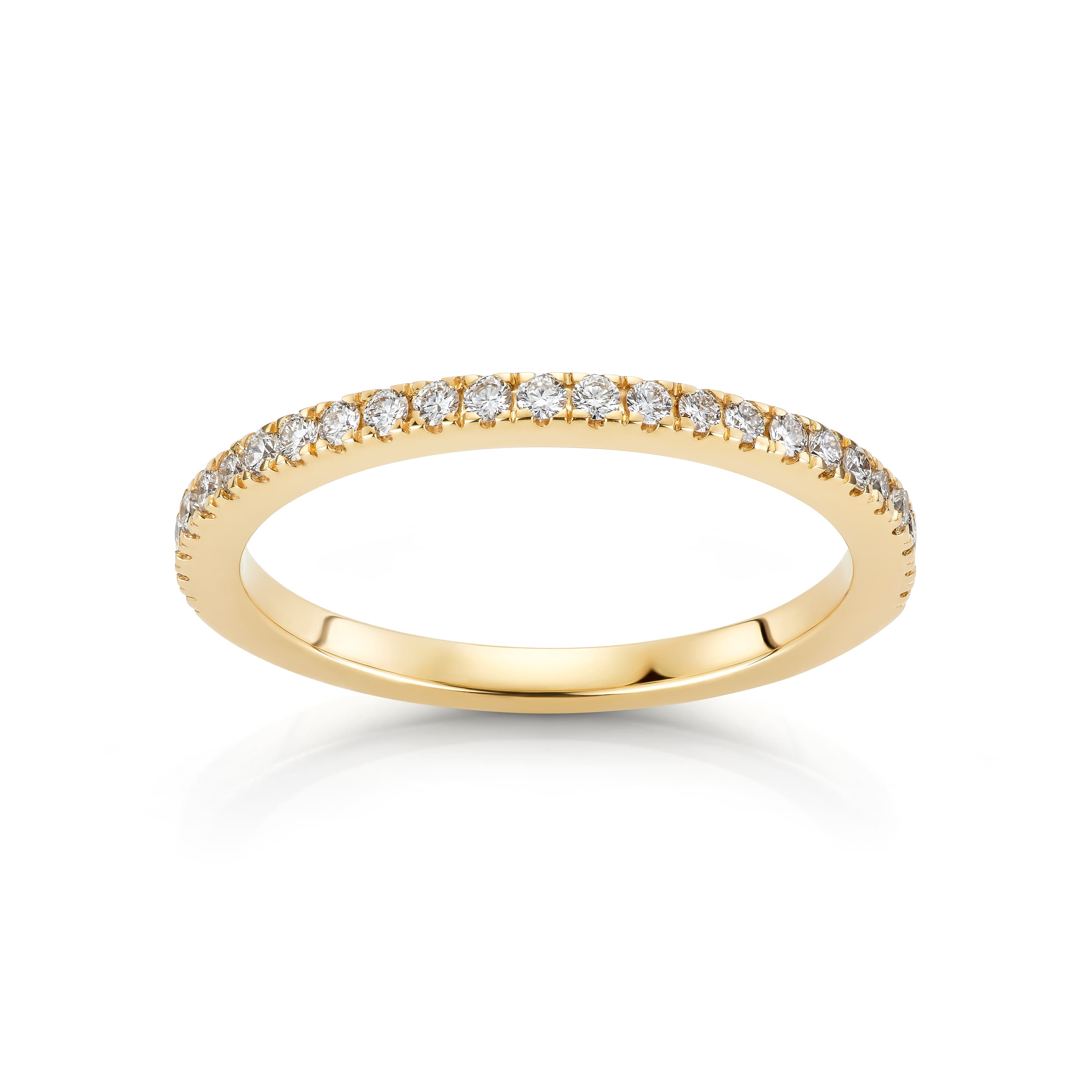 Ring, Rekke diamanter 0,25 ct gult gull