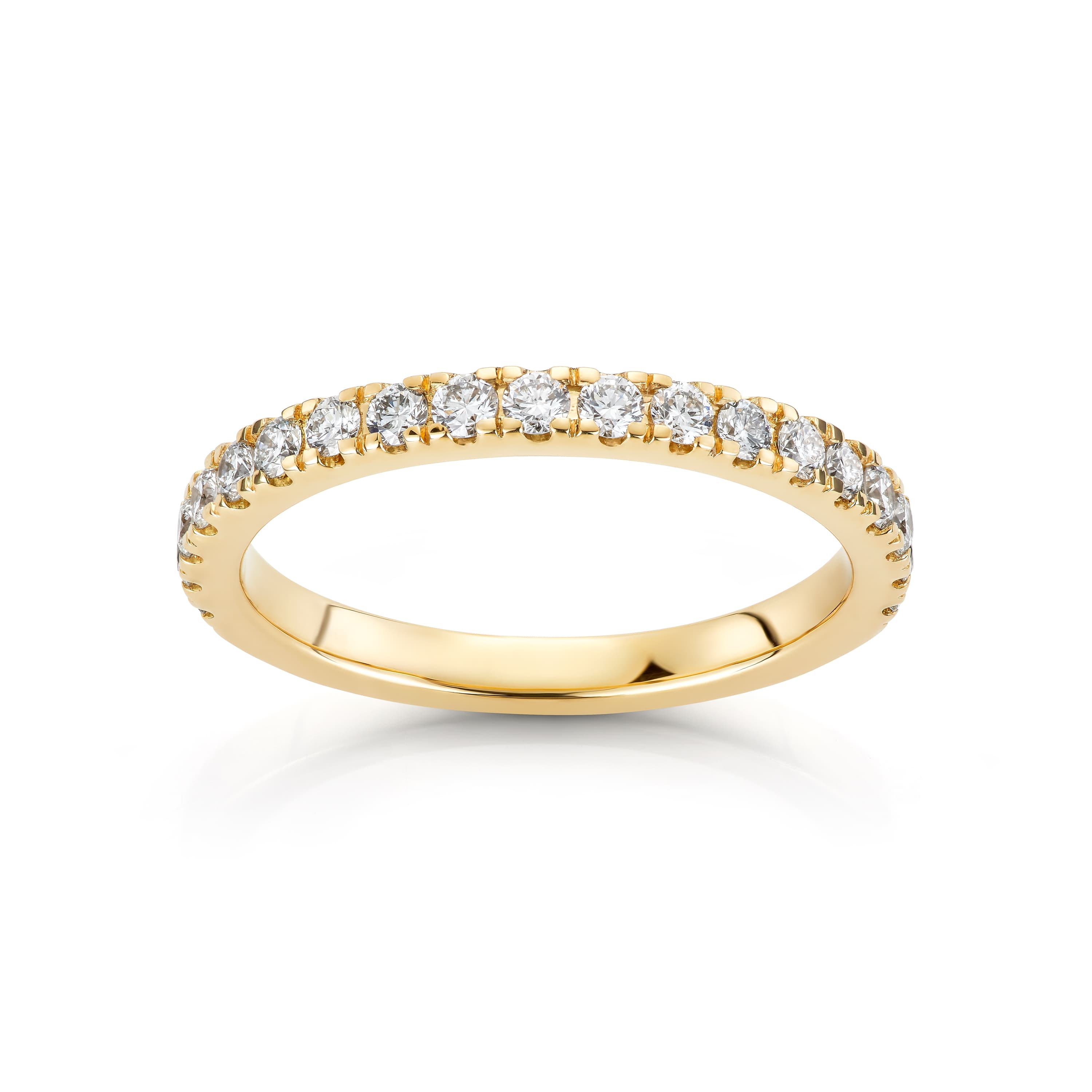 Ring, Rekke diamanter 0,50 ct gult gull