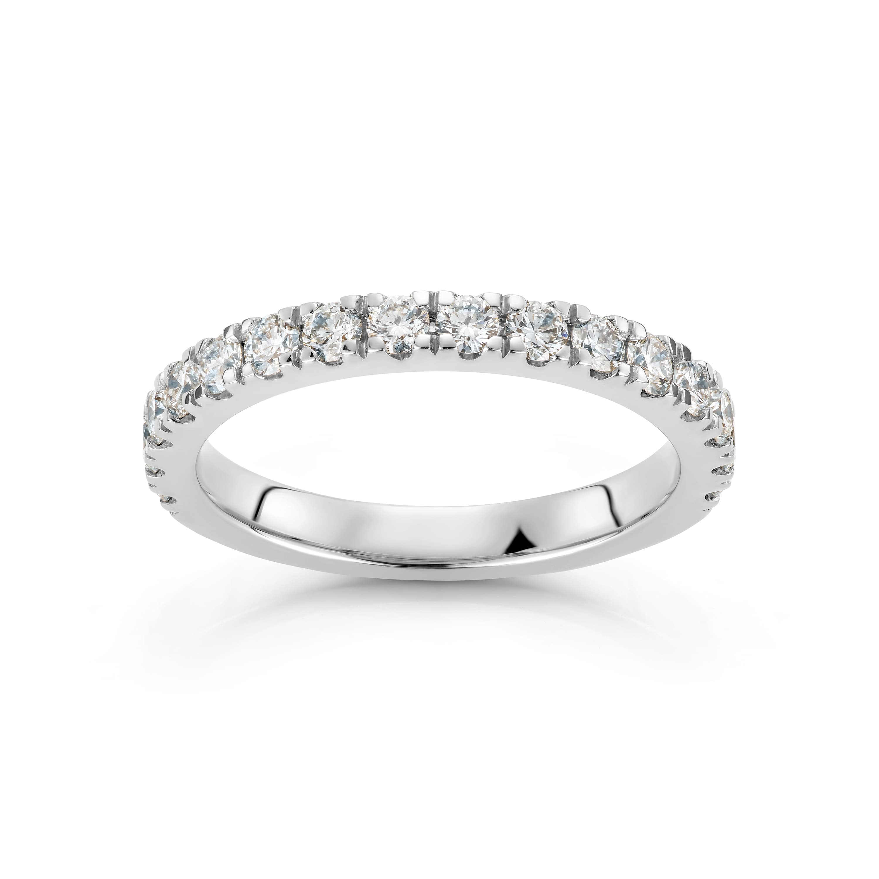 Ring, Rekke diamanter 0,75 ct hvitt gull