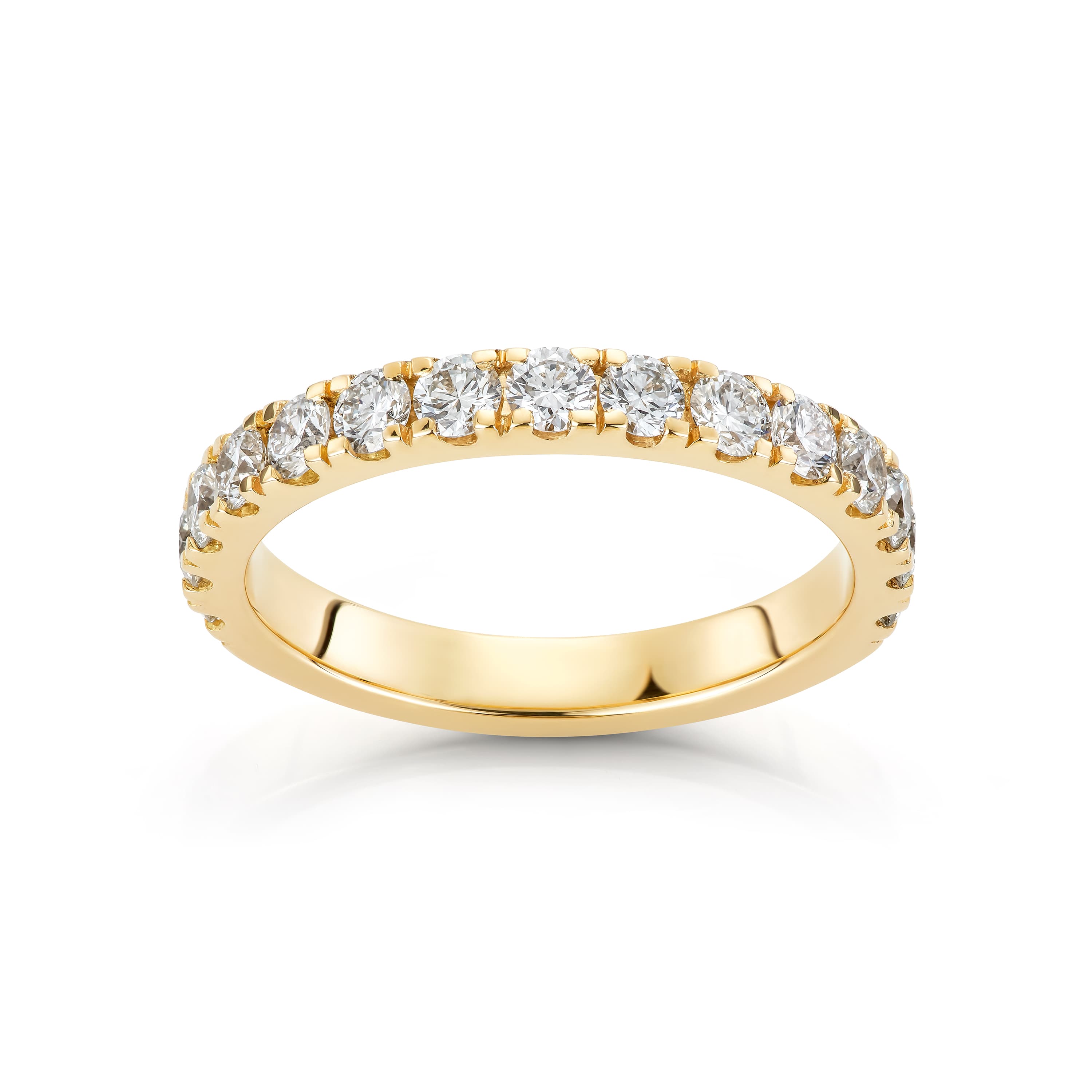 Ring, Rekke diamanter 1,00 ct gult gull