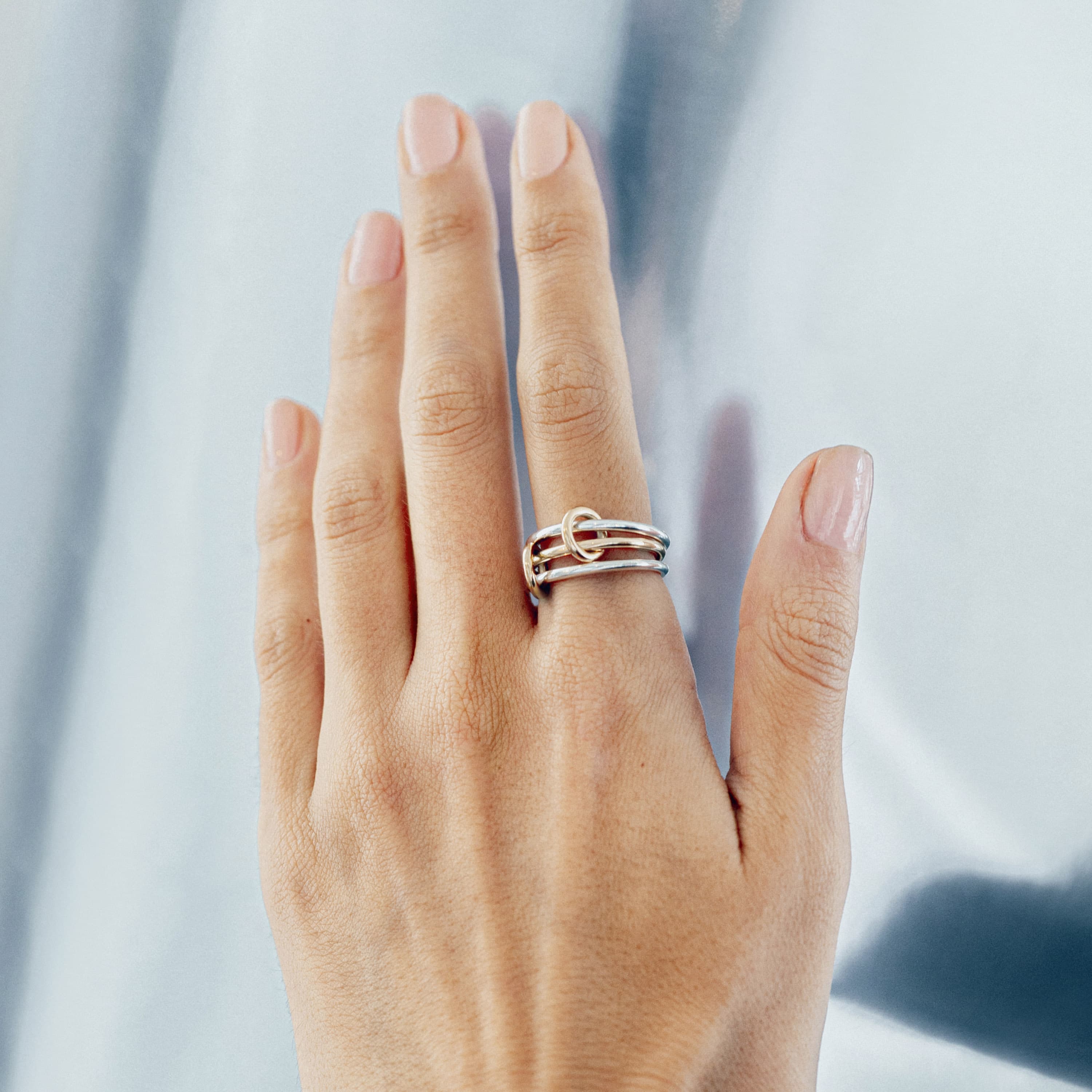 Ring, Solarium sølv og gult gull