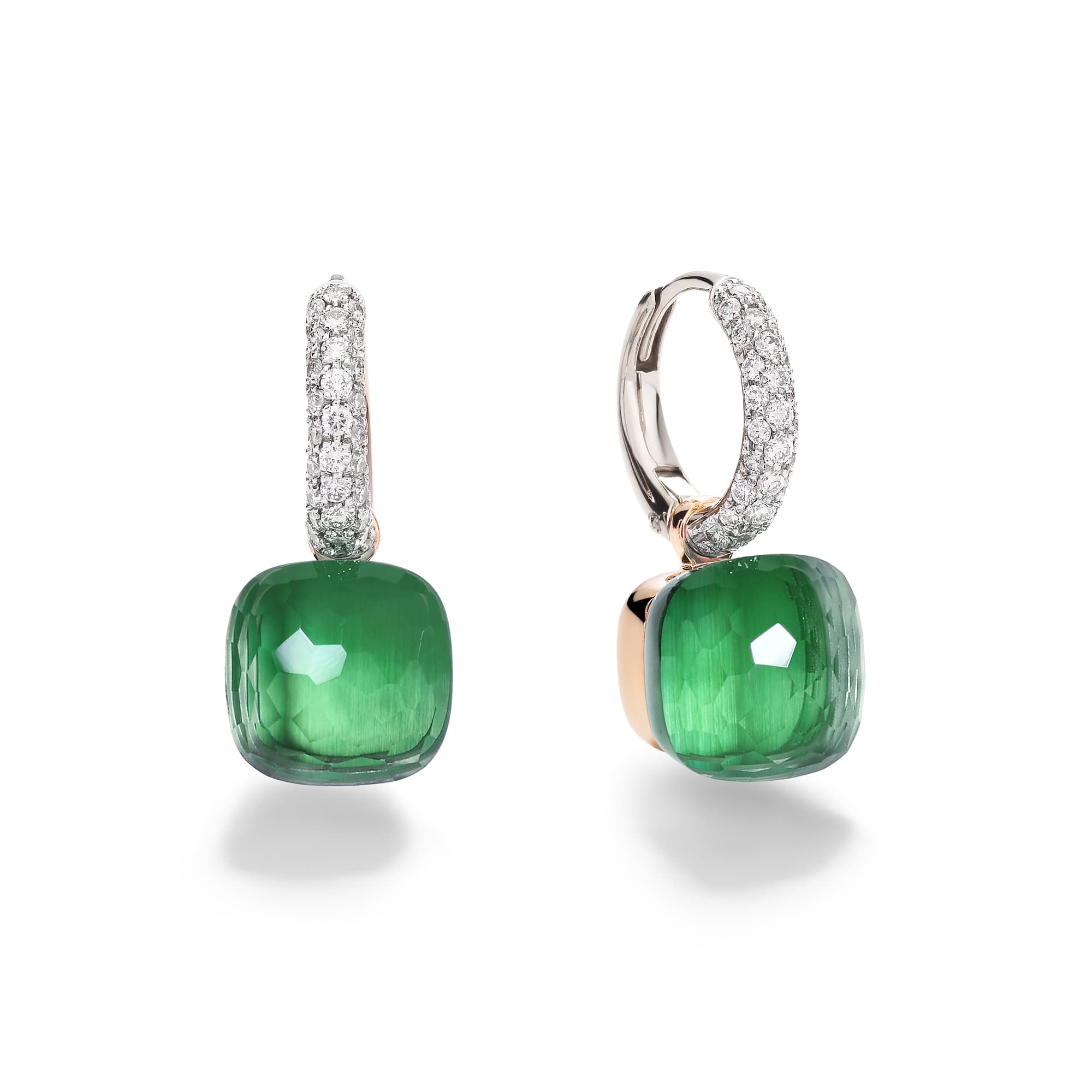Øredobber, Nudo Classic Prasiolitt, Agat grønn og diamanter 0,50 ct