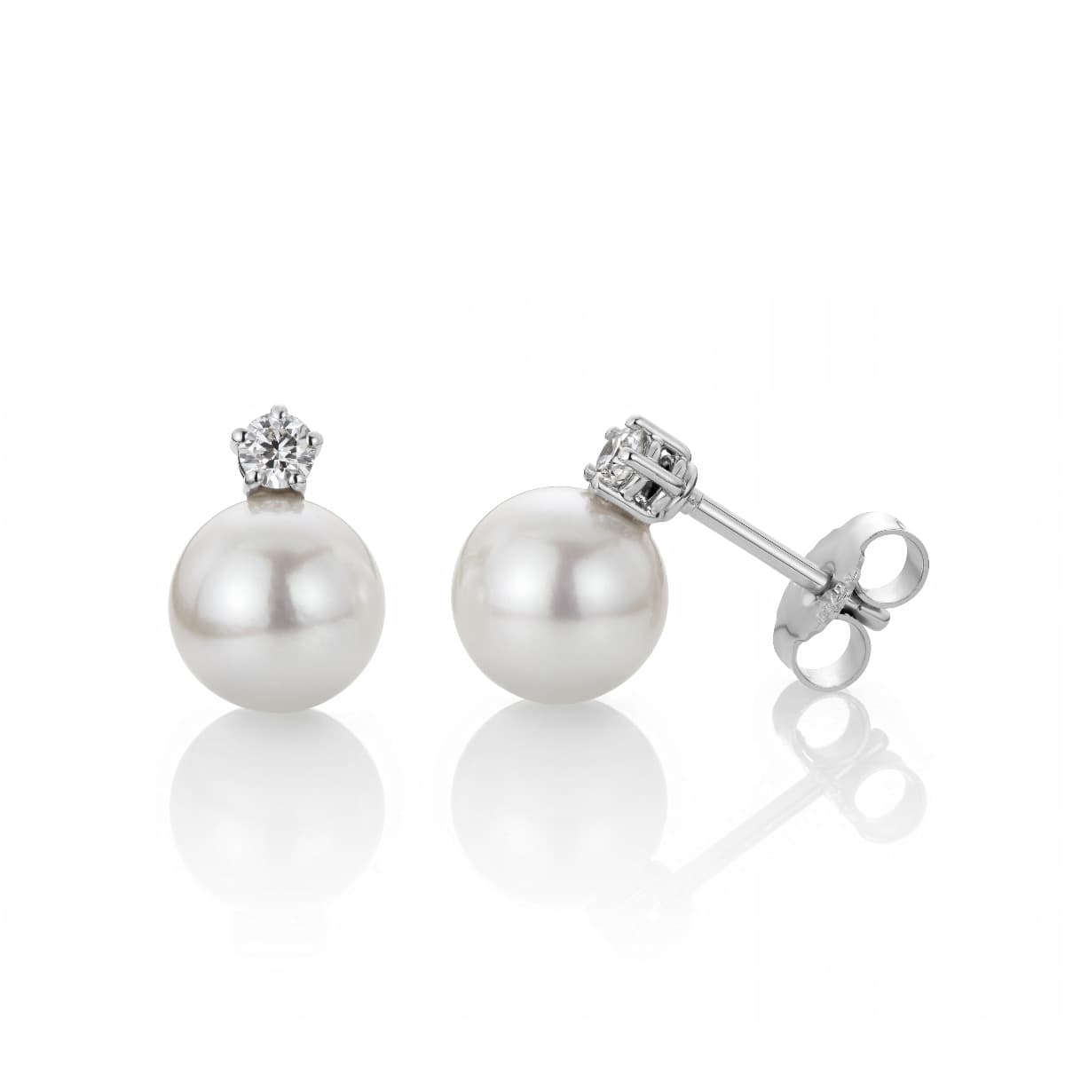 Ørepynt, Akoyaperler 8-8,5 mm og diamanter 0,08 ct