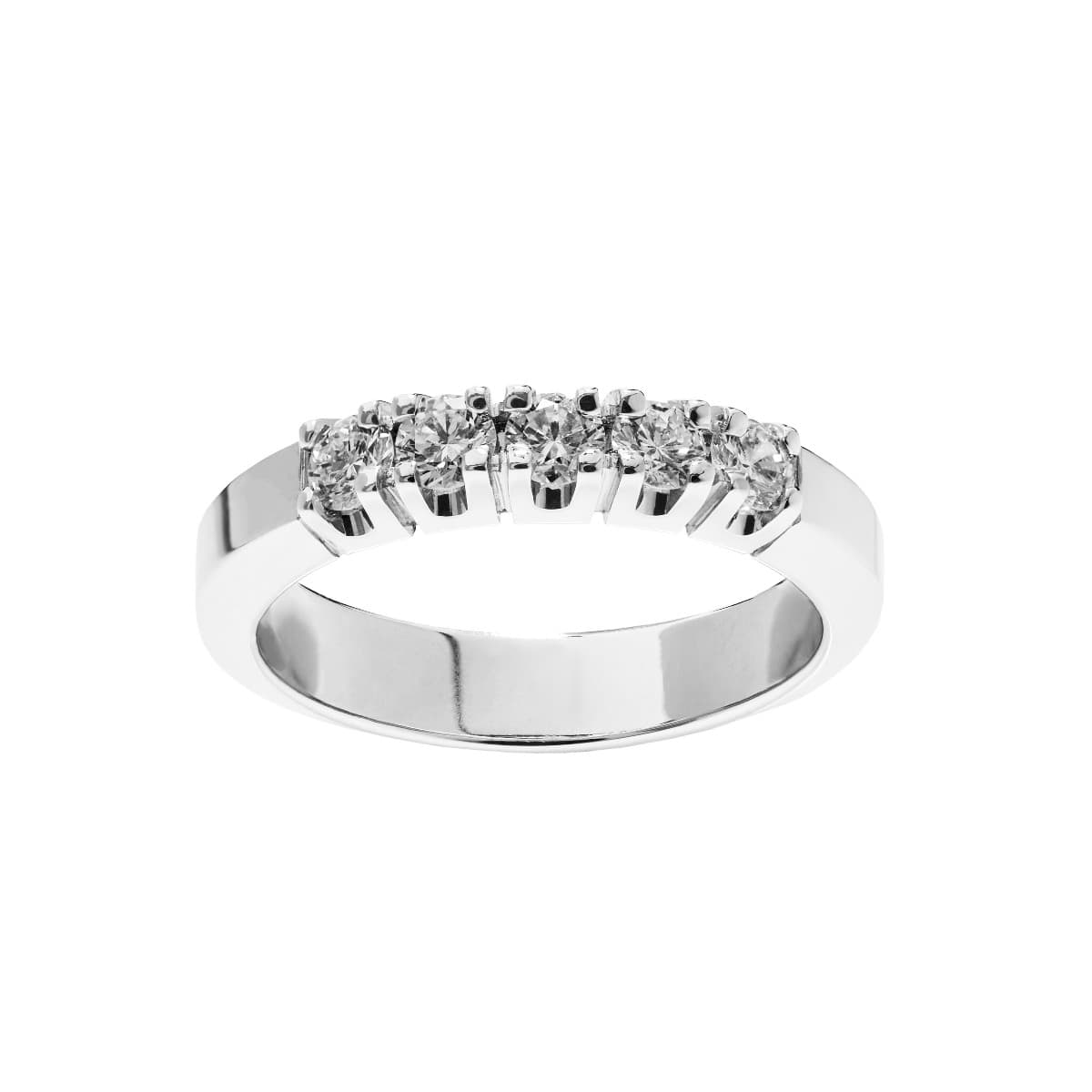 Ring, Allianse kantet - 5 diamanter