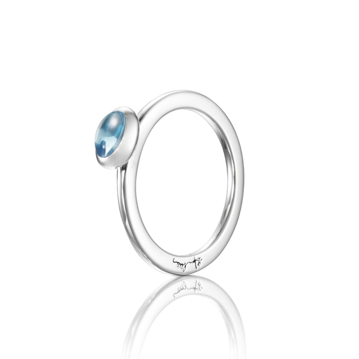 Ring, Love Bead Blå Topas sølv