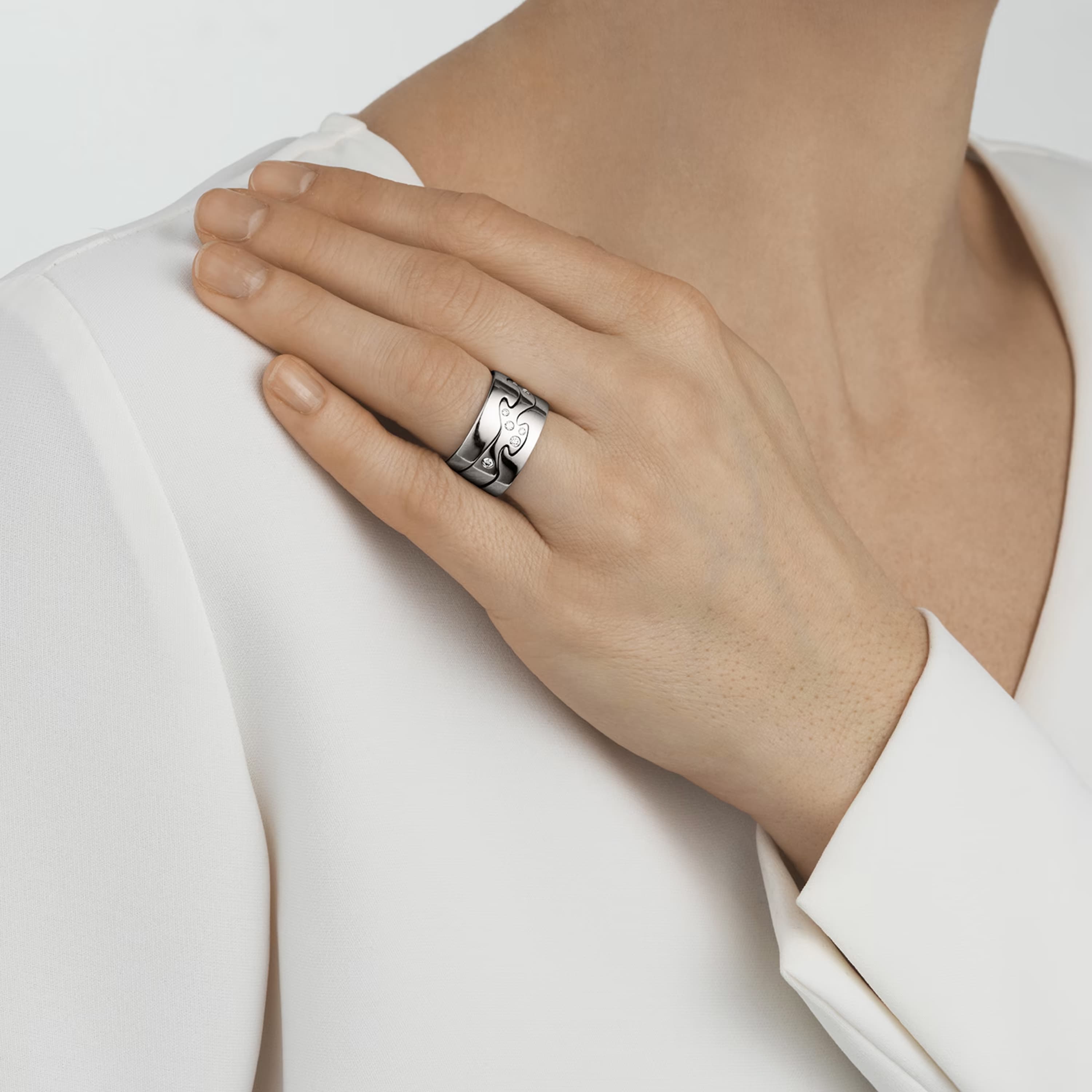 Ring, Fusion midtstykke 0,16 ct hvitt gull