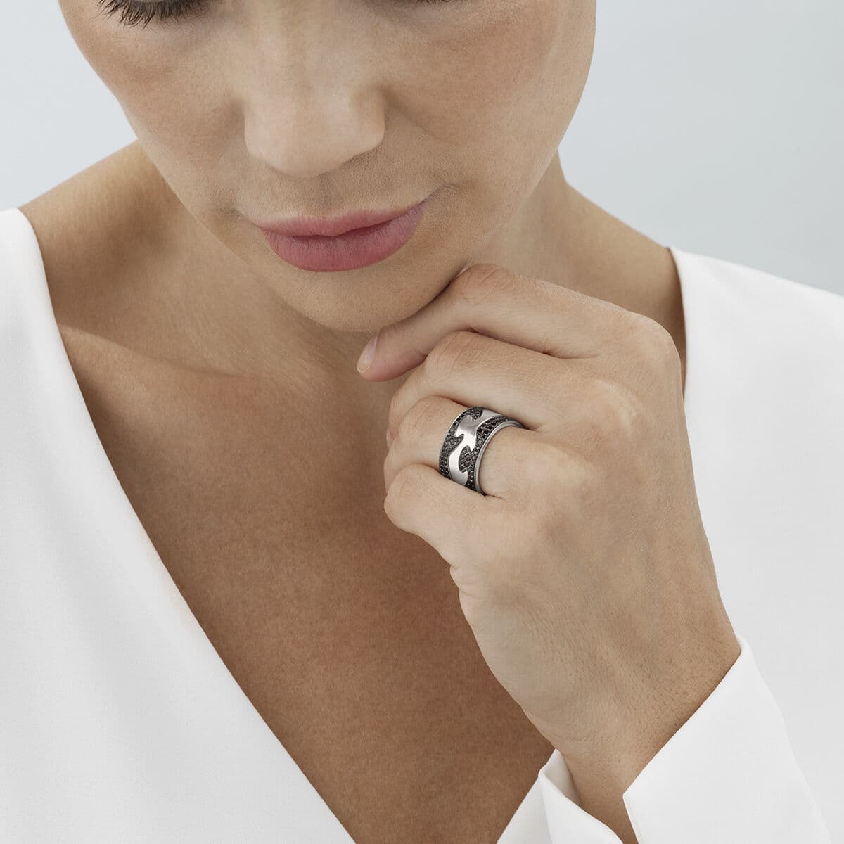 Ring, Fusion midtstykke hvitt gull