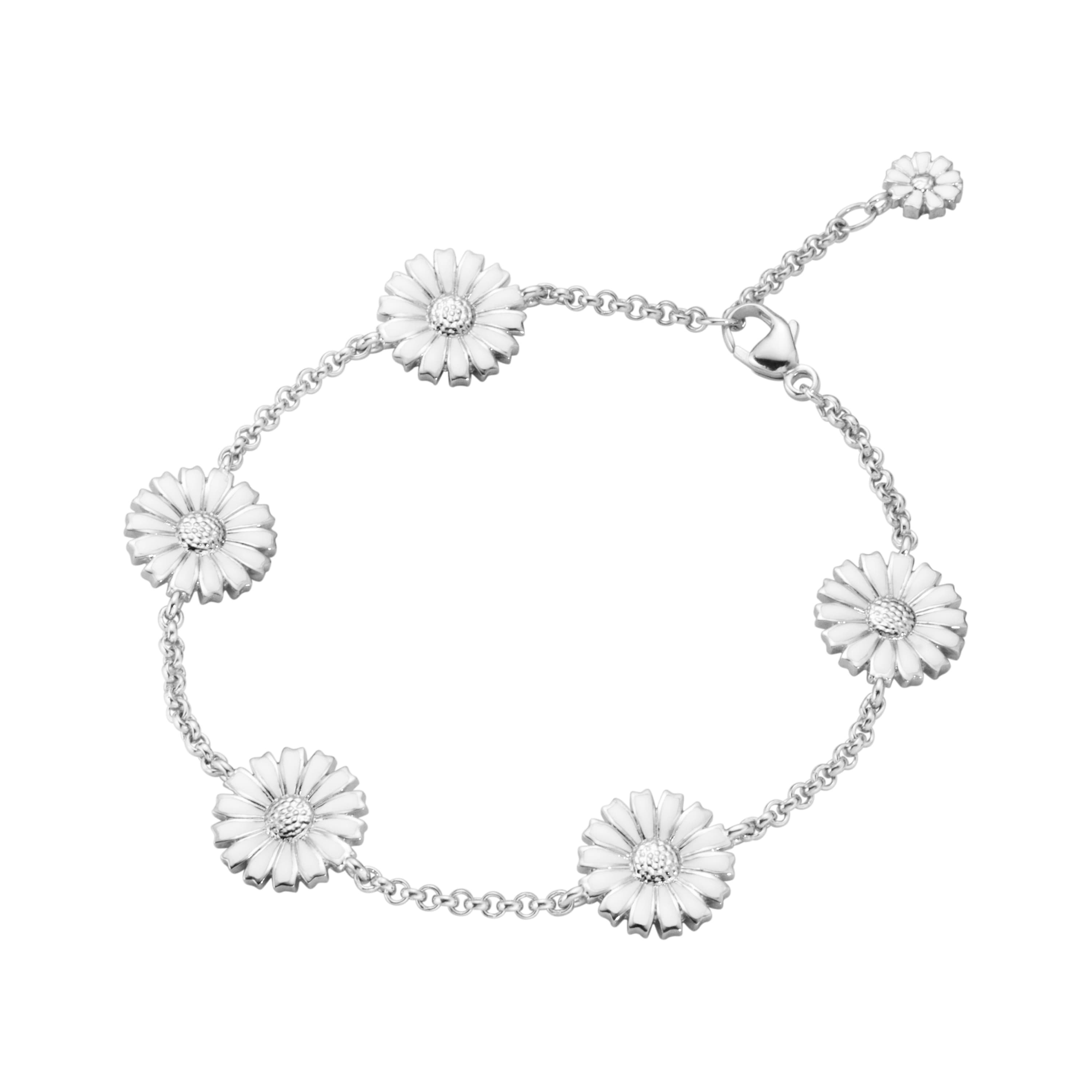 Armbånd, Daisy hvit - 6 blomster