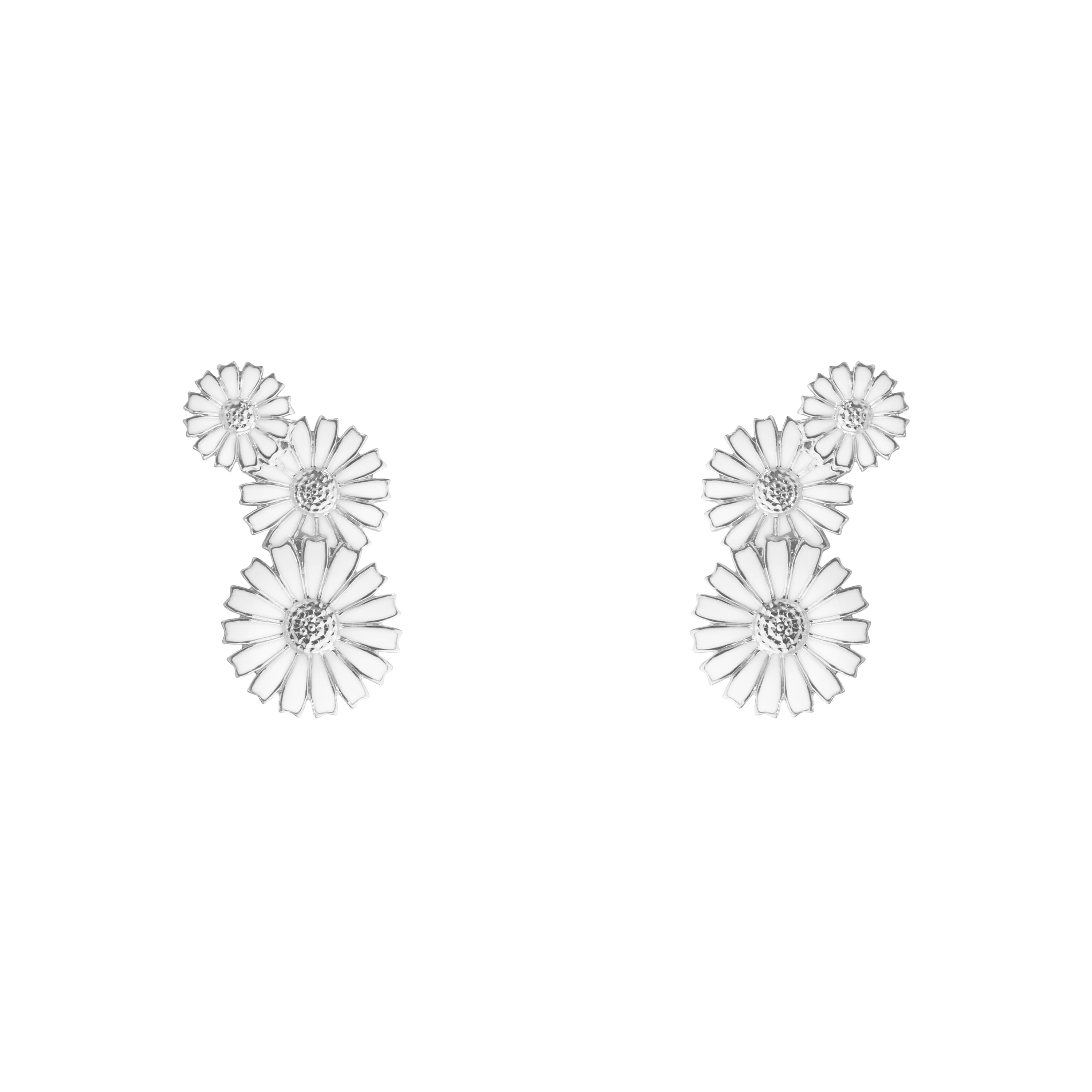 Øredobber, Daisy hvit - 3 blomster