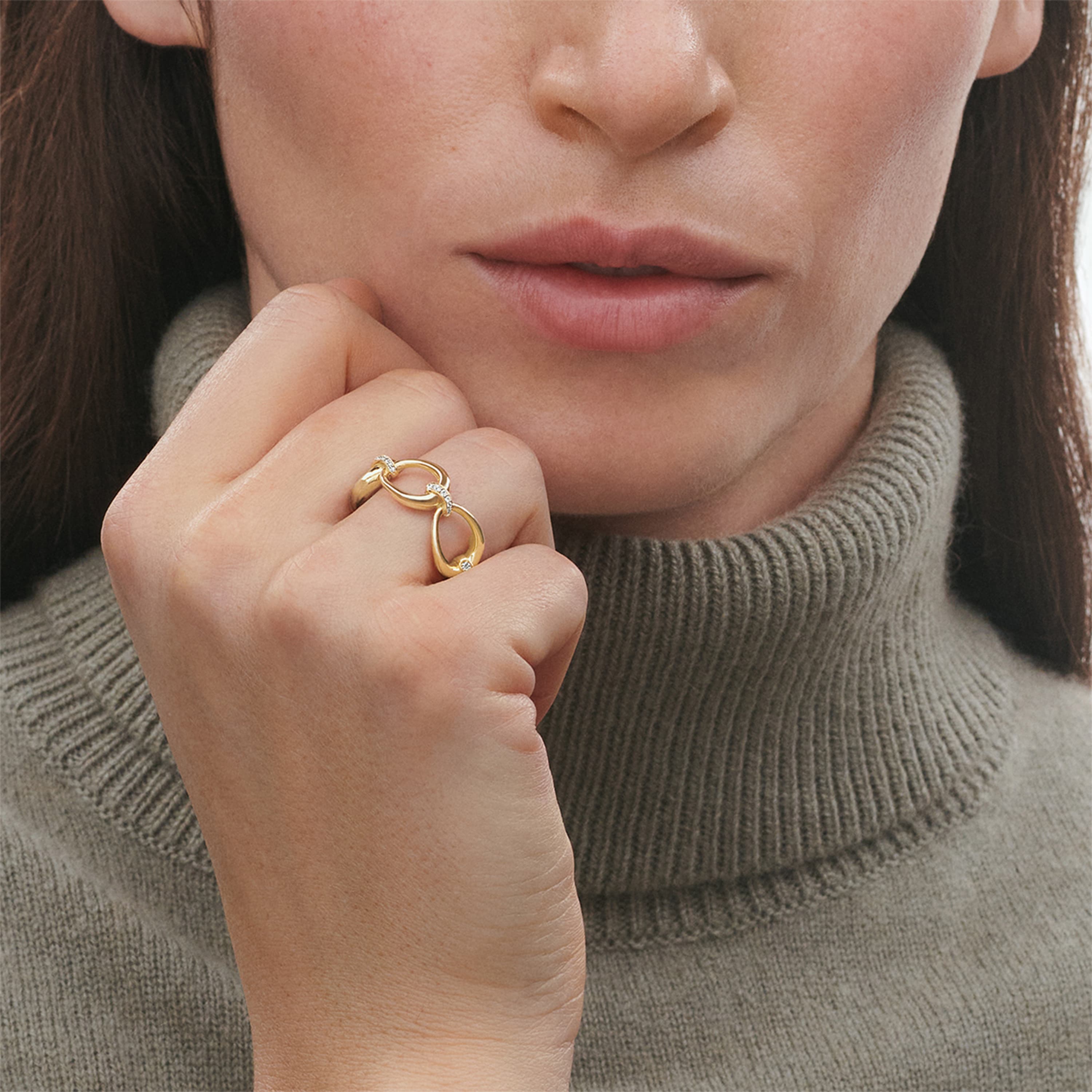 Ring, Offspring med diamanter 0,14 ct gult gull