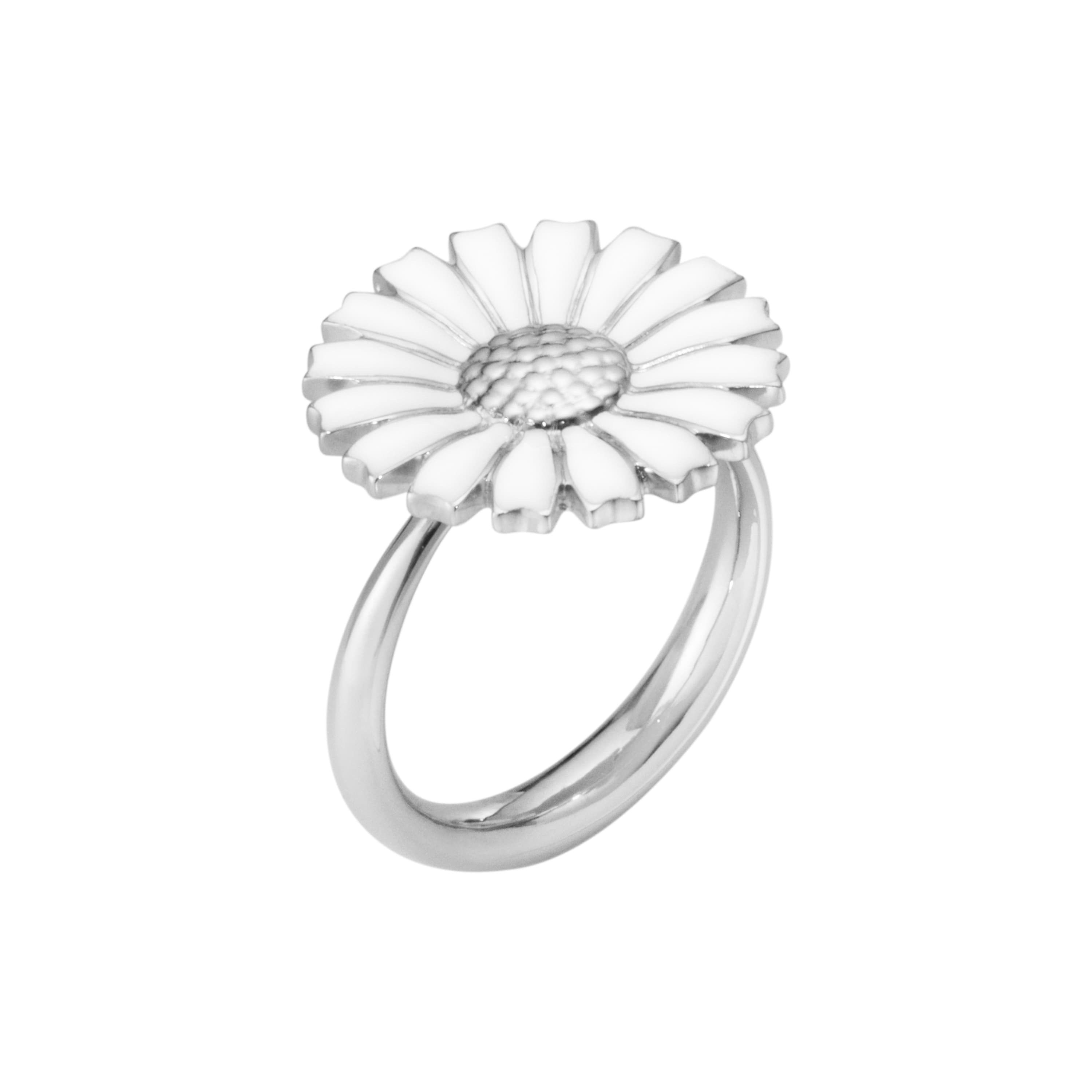 Ring, Daisy hvit emalje stor